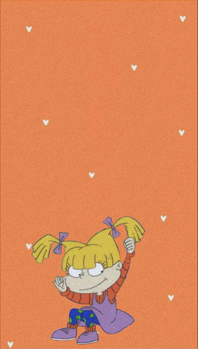Angelica Pickles, blonde pigtails, orange background, SD Phone Wallpaper