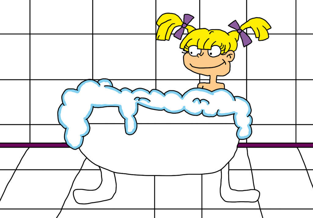 Angelica Pickles, yellow pigtails, bubble-filled bathtub, SD Desktop Wallpaper
