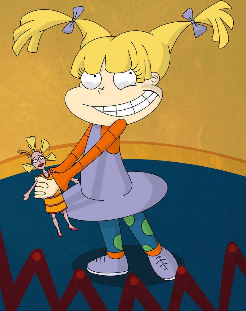 Angelica Pickles, blonde pigtails, wide grin, SD Phone Wallpaper