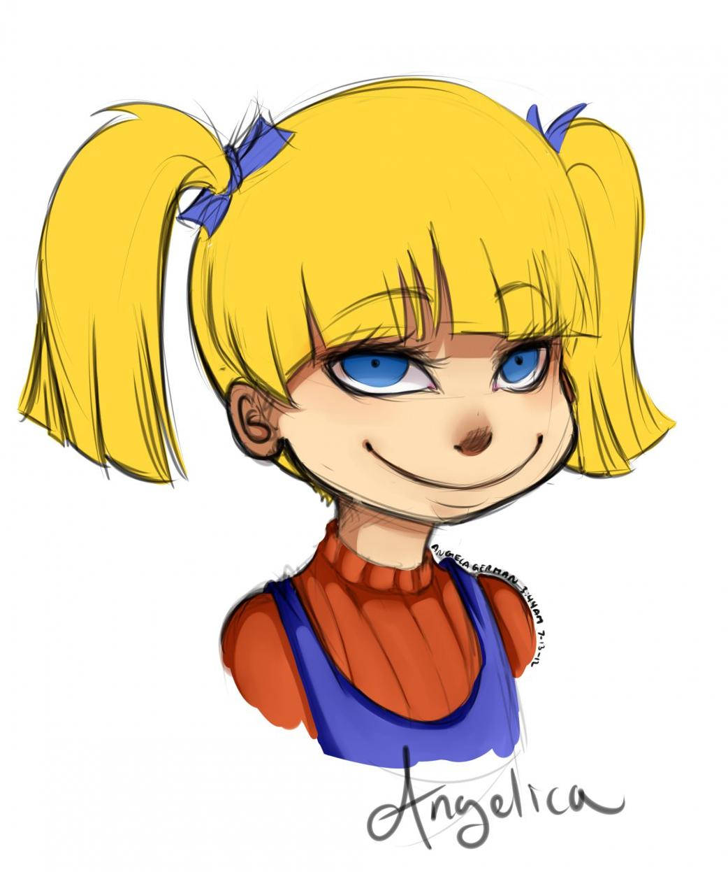 Angelica Pickles, bright yellow pigtails, blue eyes, SD Phone Wallpaper