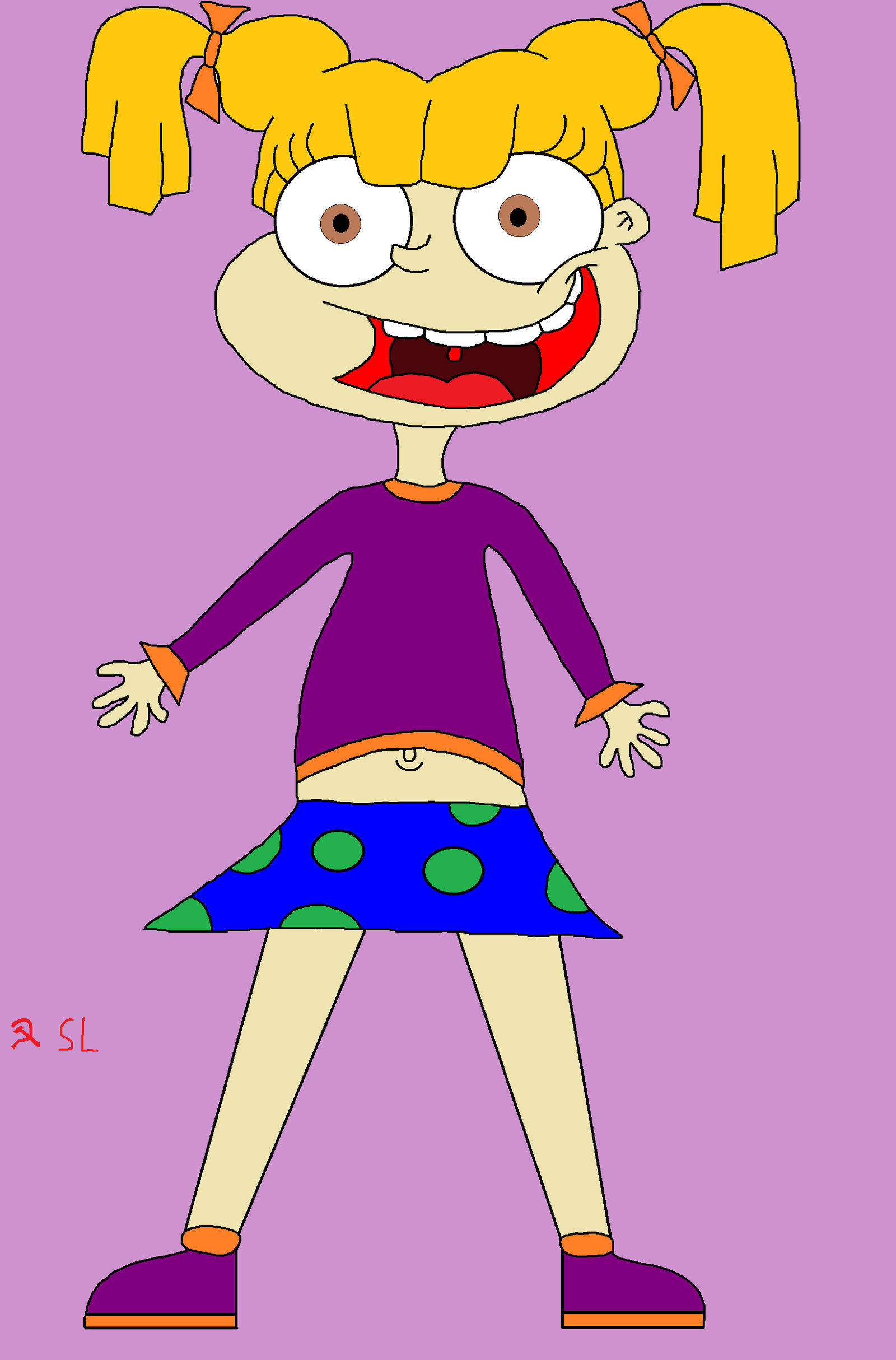 Angelica Pickles, yellow pigtails, purple outfit, Full HD Phone Wallpaper