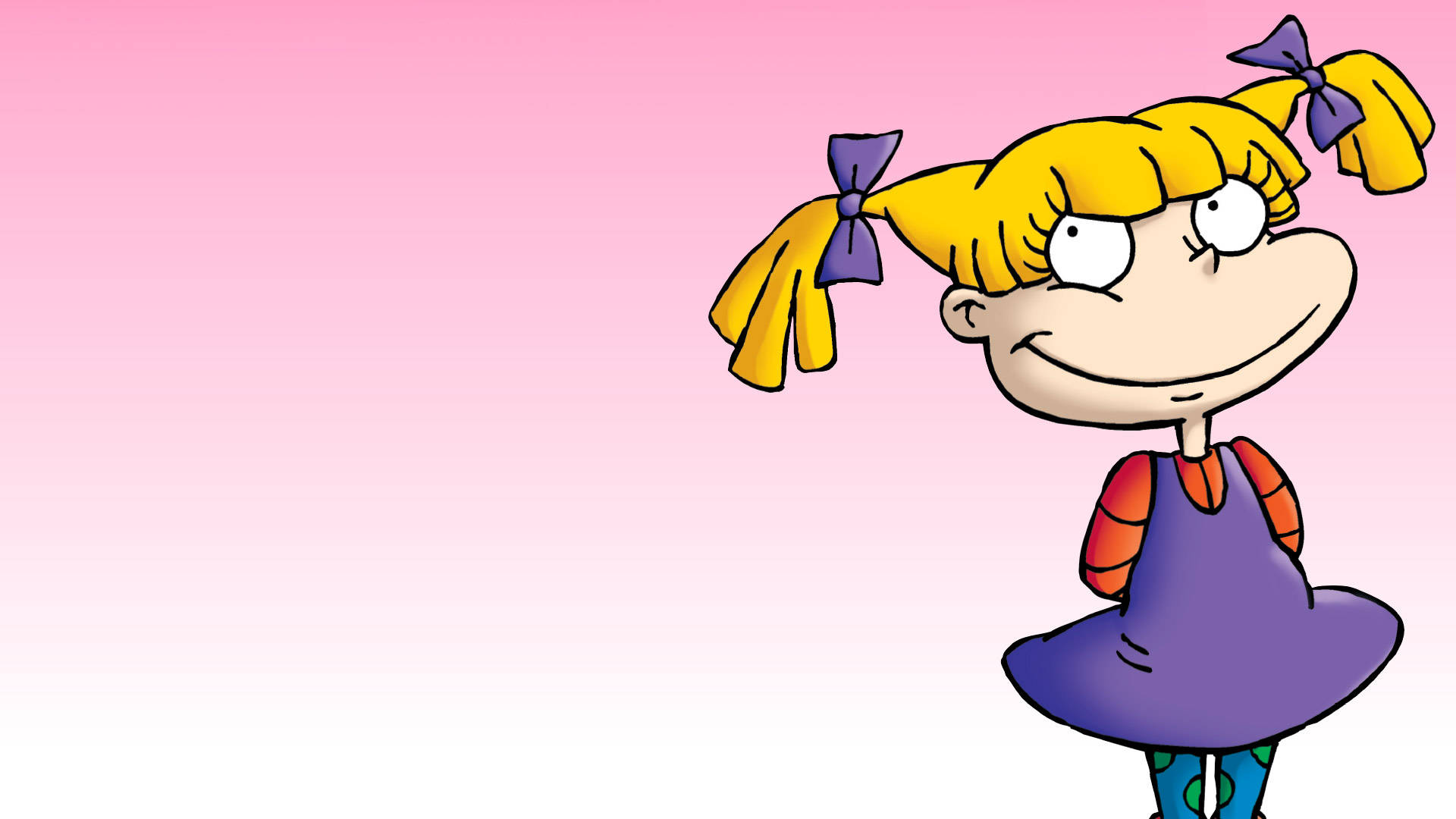 Angelica Pickles, yellow pigtails, purple bows, Full HD Desktop Wallpaper