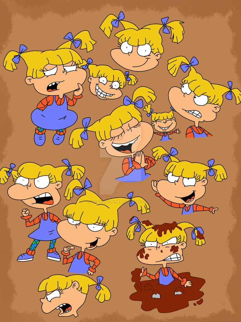 Angelica Pickles, blonde pigtails, blue bows, SD Phone Wallpaper