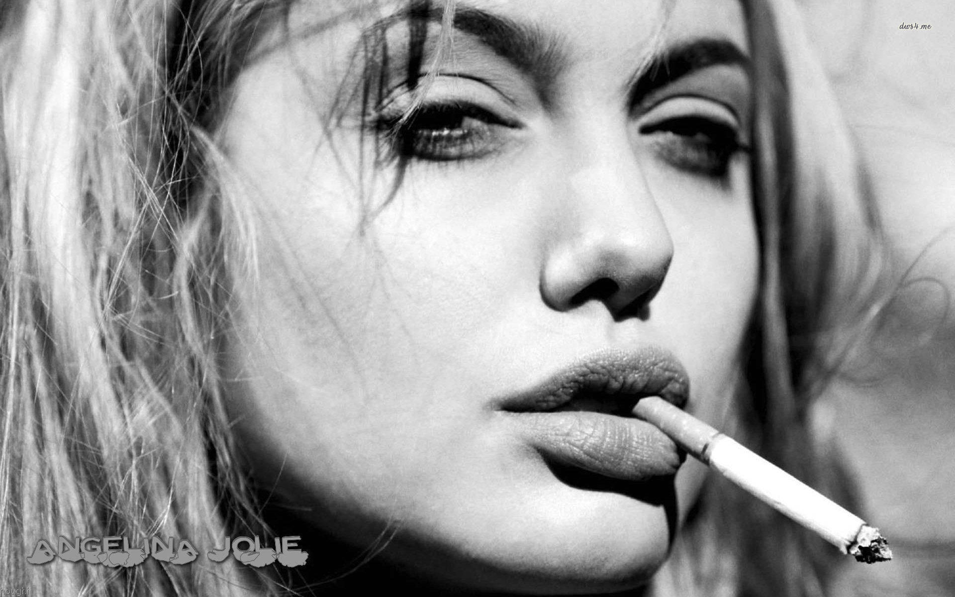 Angelina Jolie, smoky eyes, tousled hair, Full HD Desktop Wallpaper