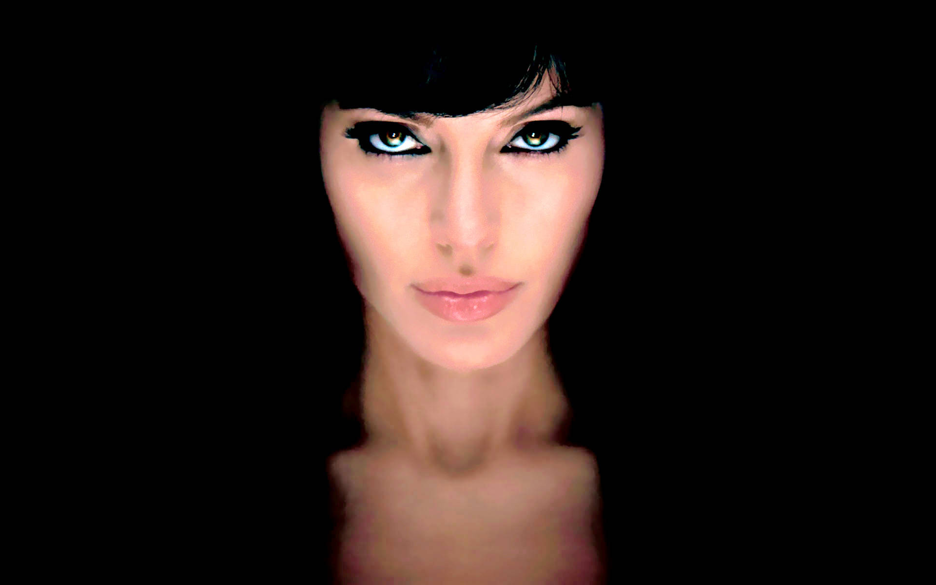 Angelina Jolie, striking green eyes, bold eyeliner, Full HD Desktop Wallpaper