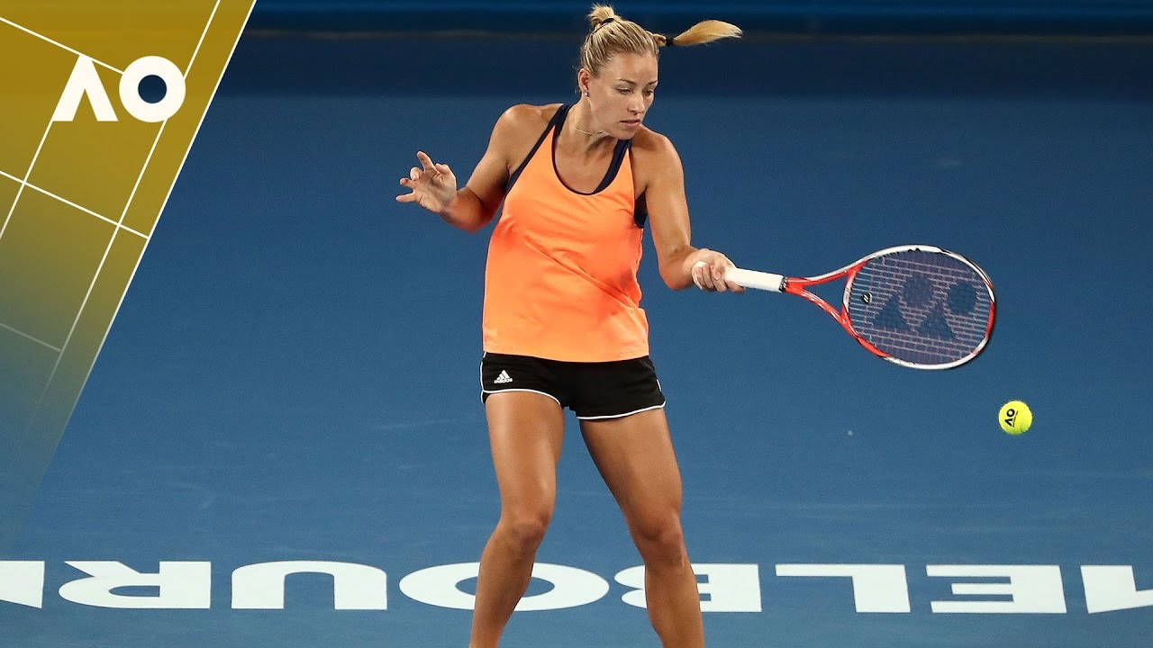 Angelique Kerber, orange tank top, black shorts, HD Desktop Wallpaper