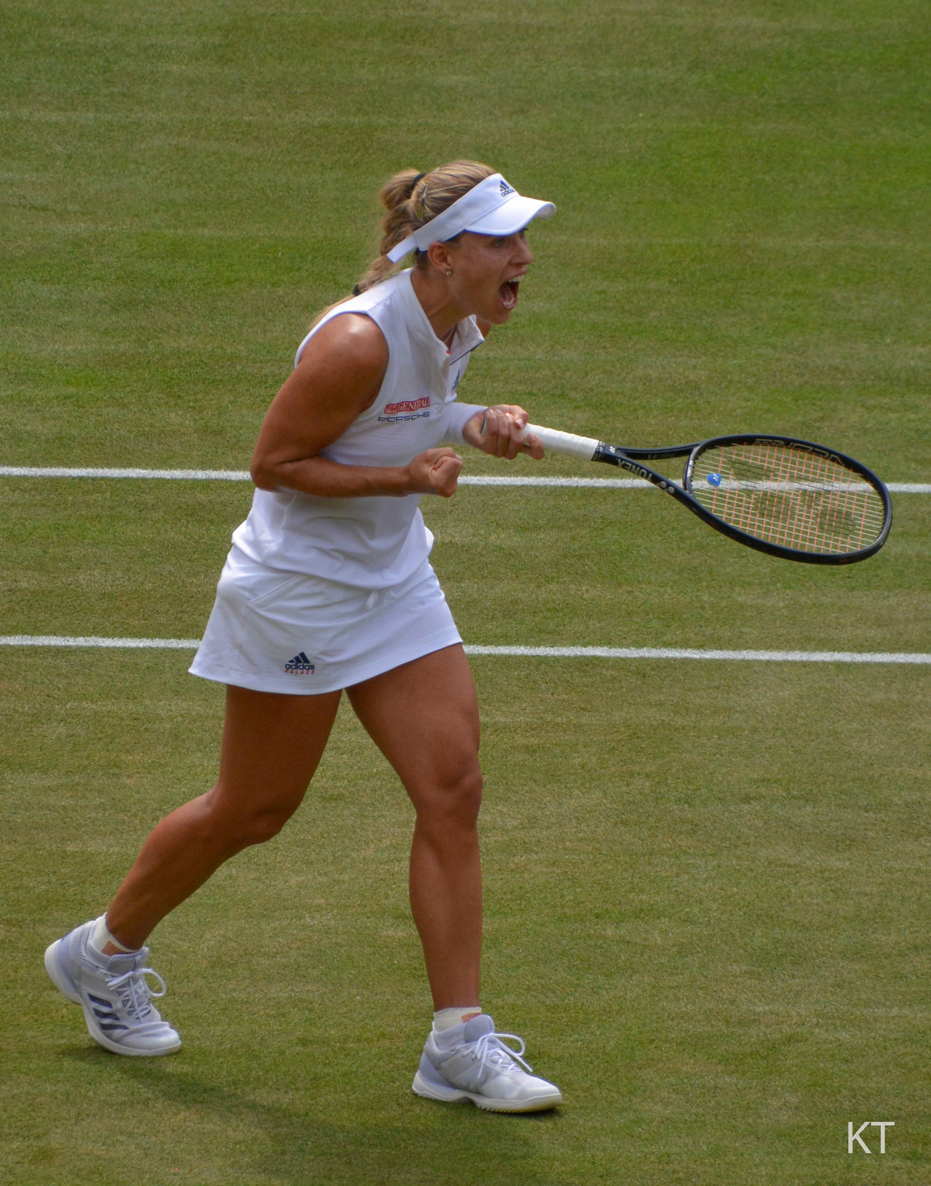 Angelique Kerber, white gear, grass court, Full HD Phone Wallpaper