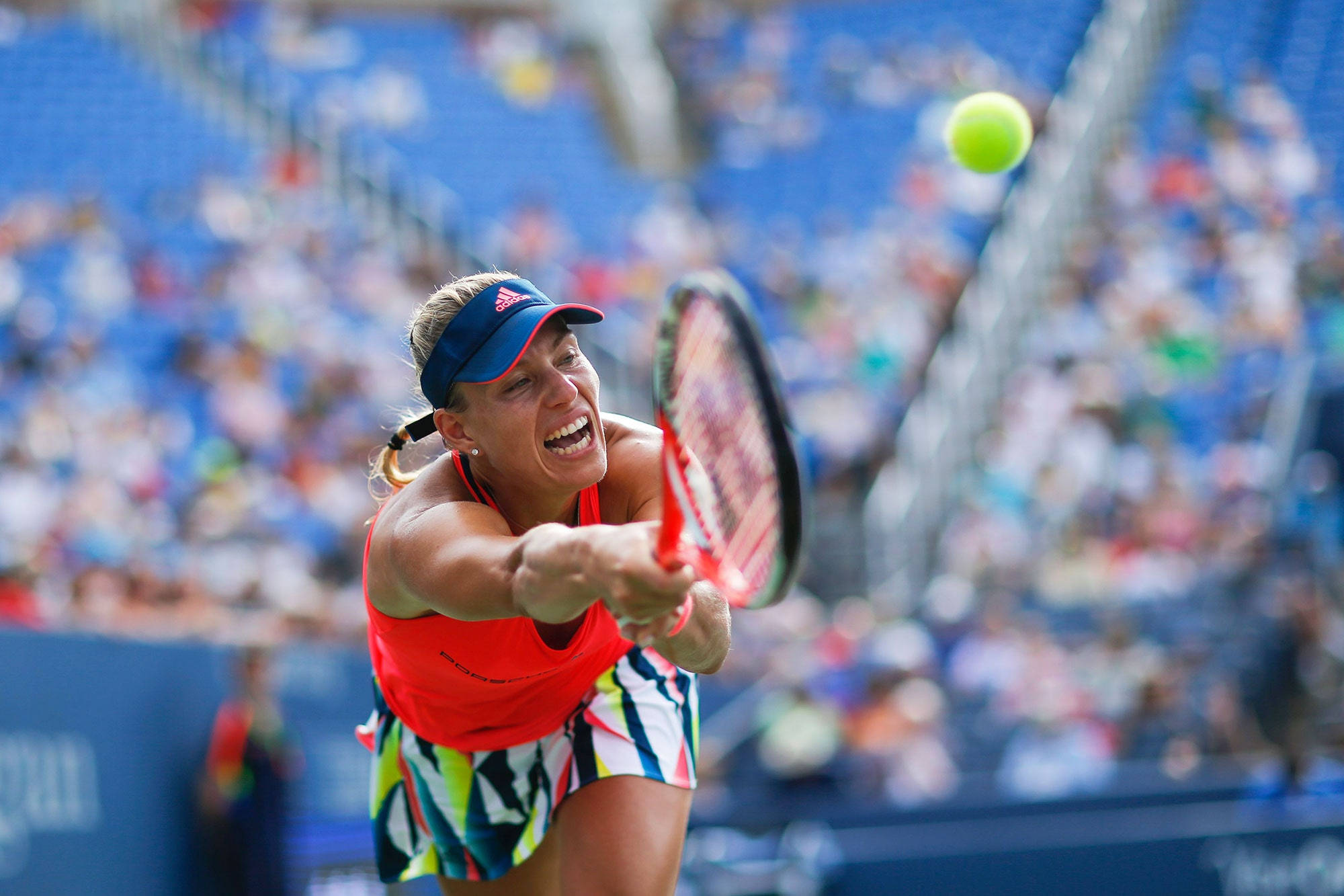 Angelique Kerber, red top, colorful skirt, Full HD Desktop Wallpaper