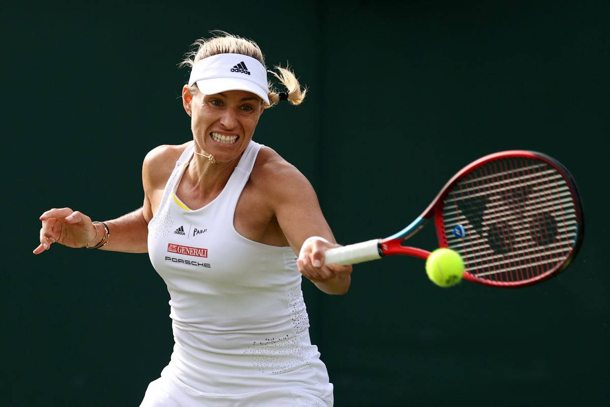 Angelique Kerber, white gear, red racket, SD Desktop Wallpaper