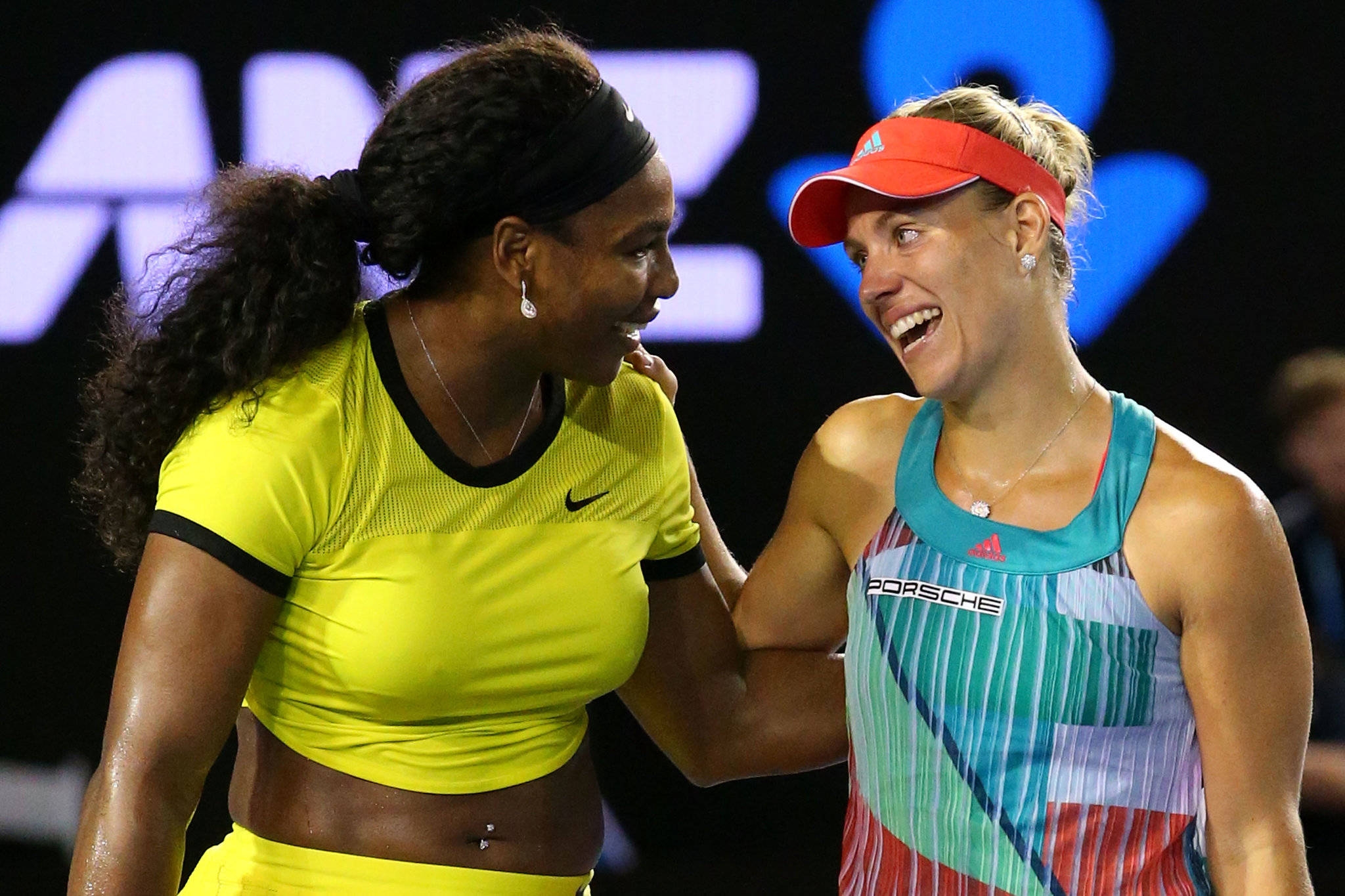 Angelique Kerber, tennis players, brightly lit court, Full HD Desktop Wallpaper