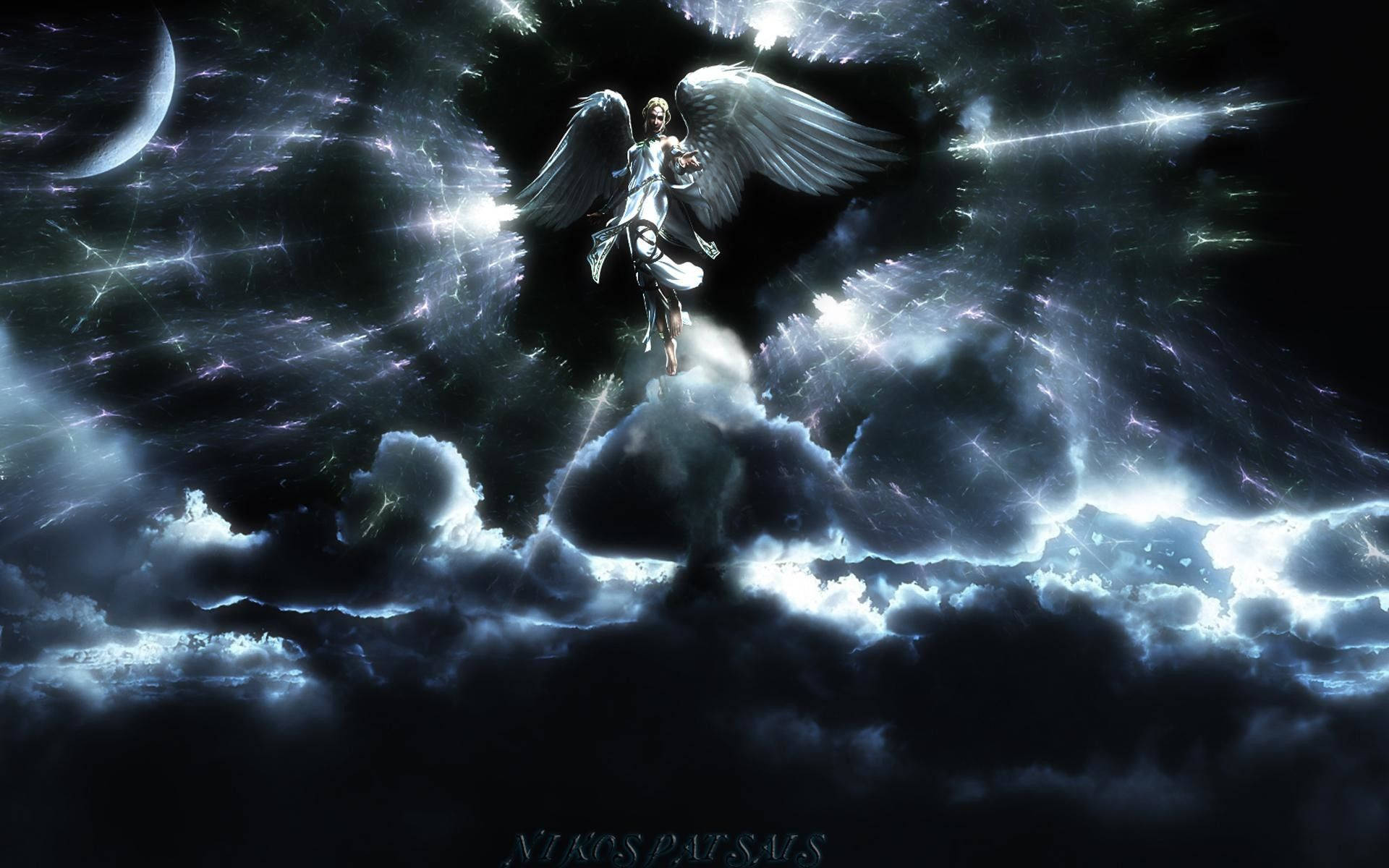 Angels In Heaven, light streaks, stormy clouds, Full HD Desktop Wallpaper