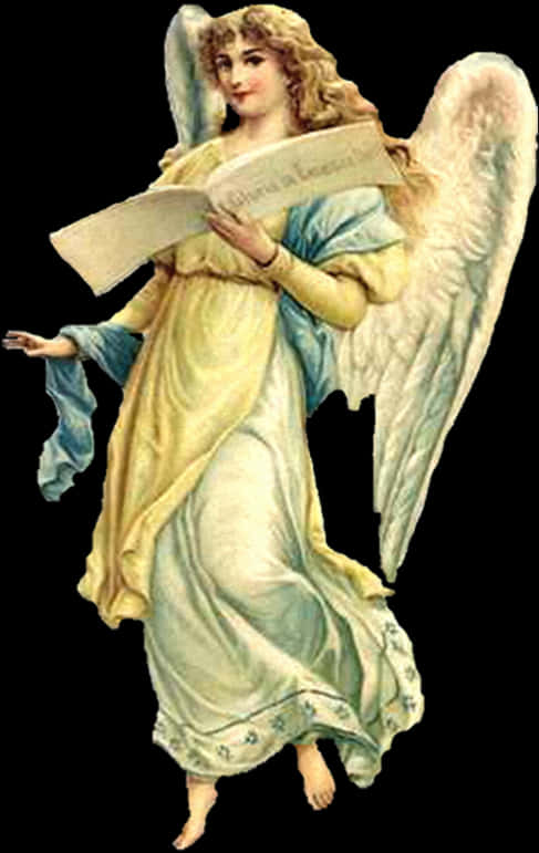 vintage angel, golden wings, flowing robes, SD Phone Wallpaper