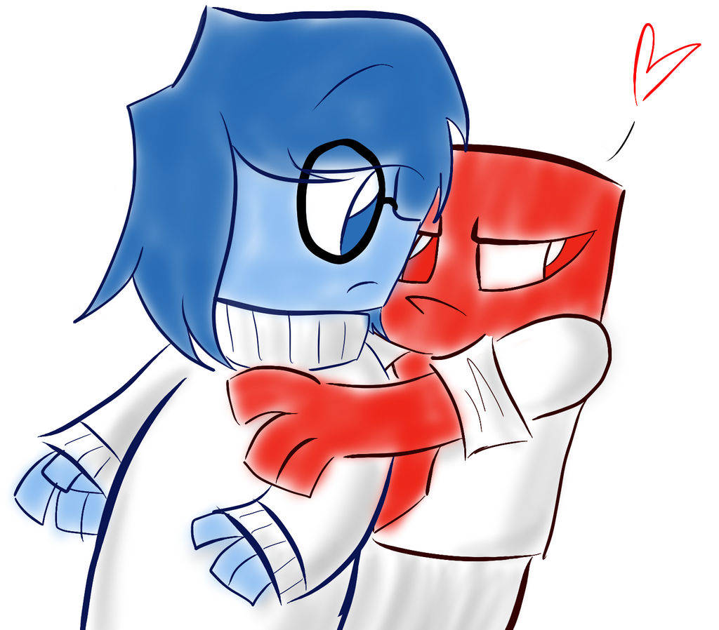 Anger Inside Out, blue anime character, red character, SD Desktop Wallpaper