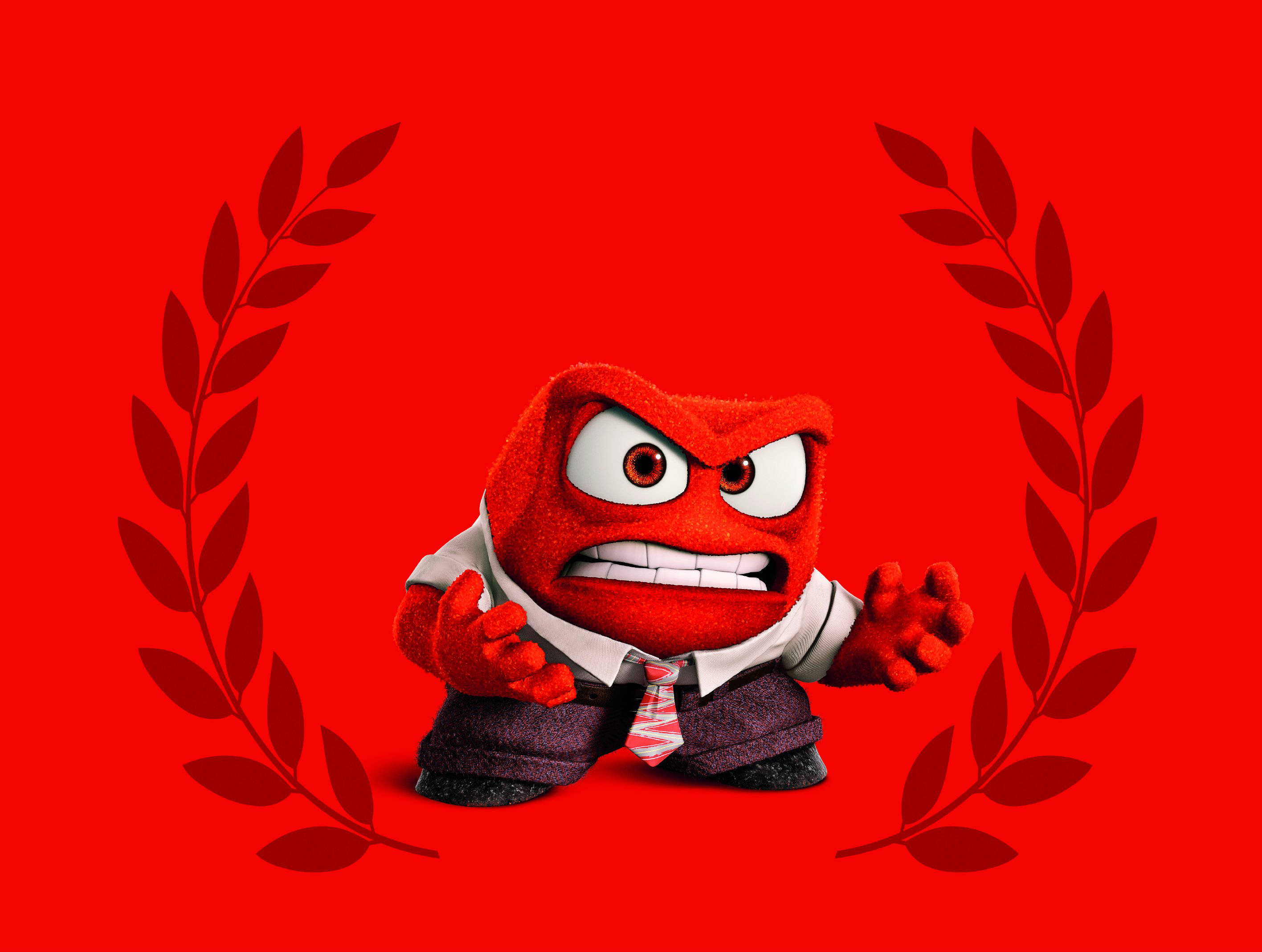 Anger Inside Out, red background, angry red animated character, 2K Desktop Wallpaper