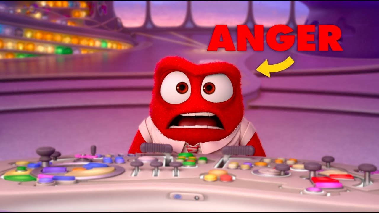 ANGER, red furry animated character, colorful control panel, HD Desktop Wallpaper