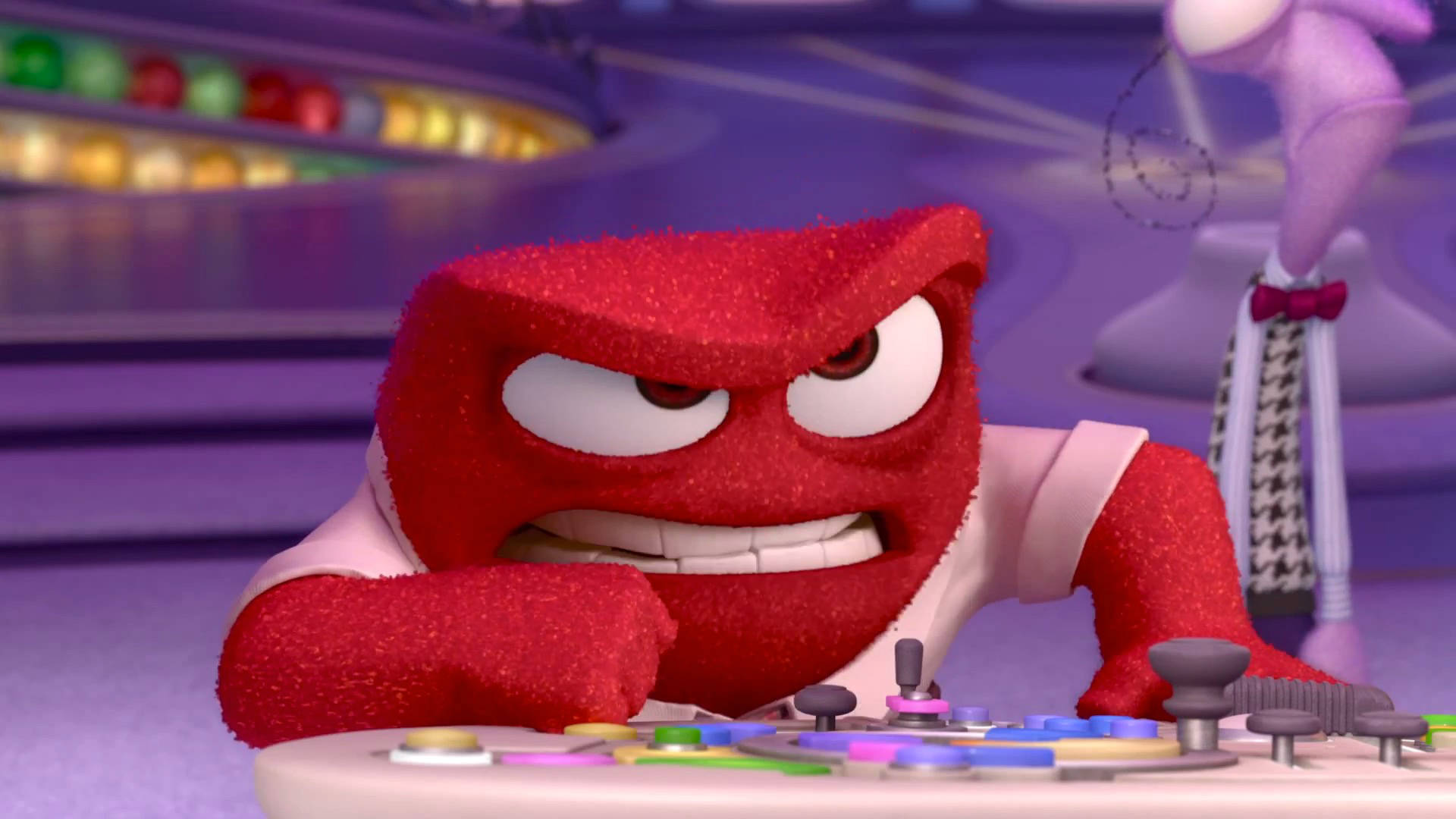 Anger Inside Out, control board, red furry animated character, Full HD Desktop Wallpaper