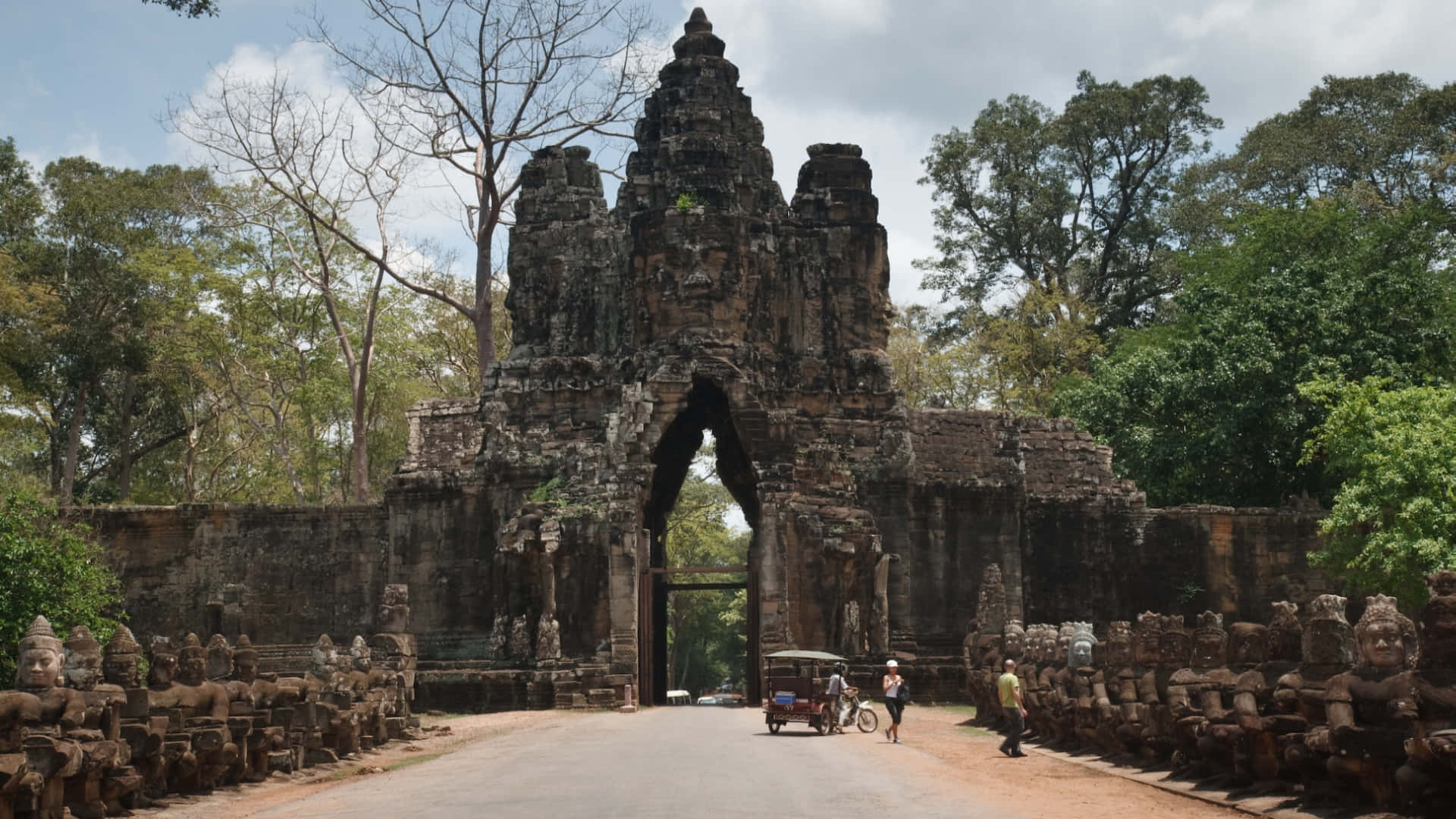 Angkor Thom, archway ruins, ancient stone gateway, Full HD Desktop Wallpaper
