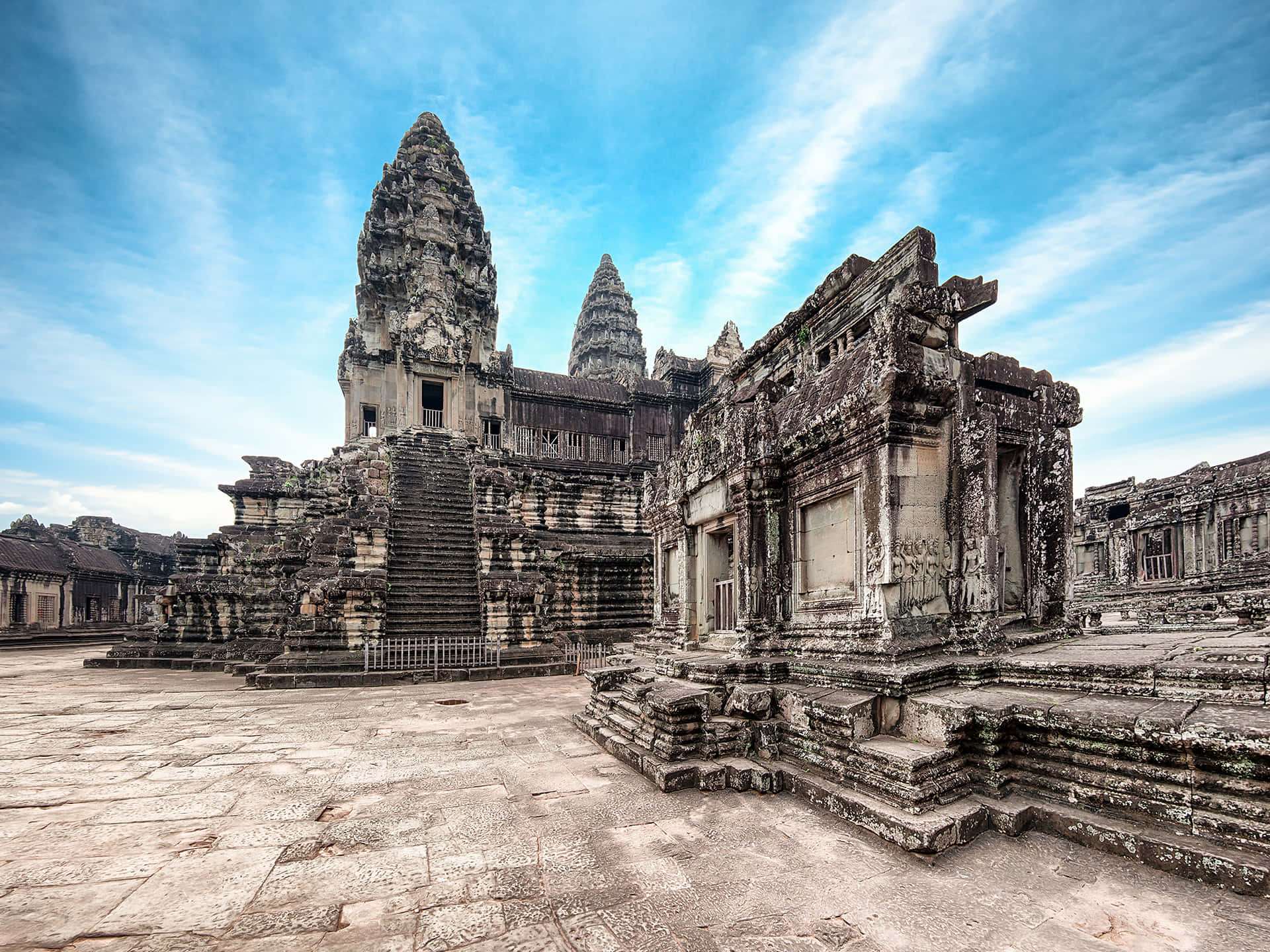 Angkor Thom, ruins, stone temple, Full HD Desktop Wallpaper