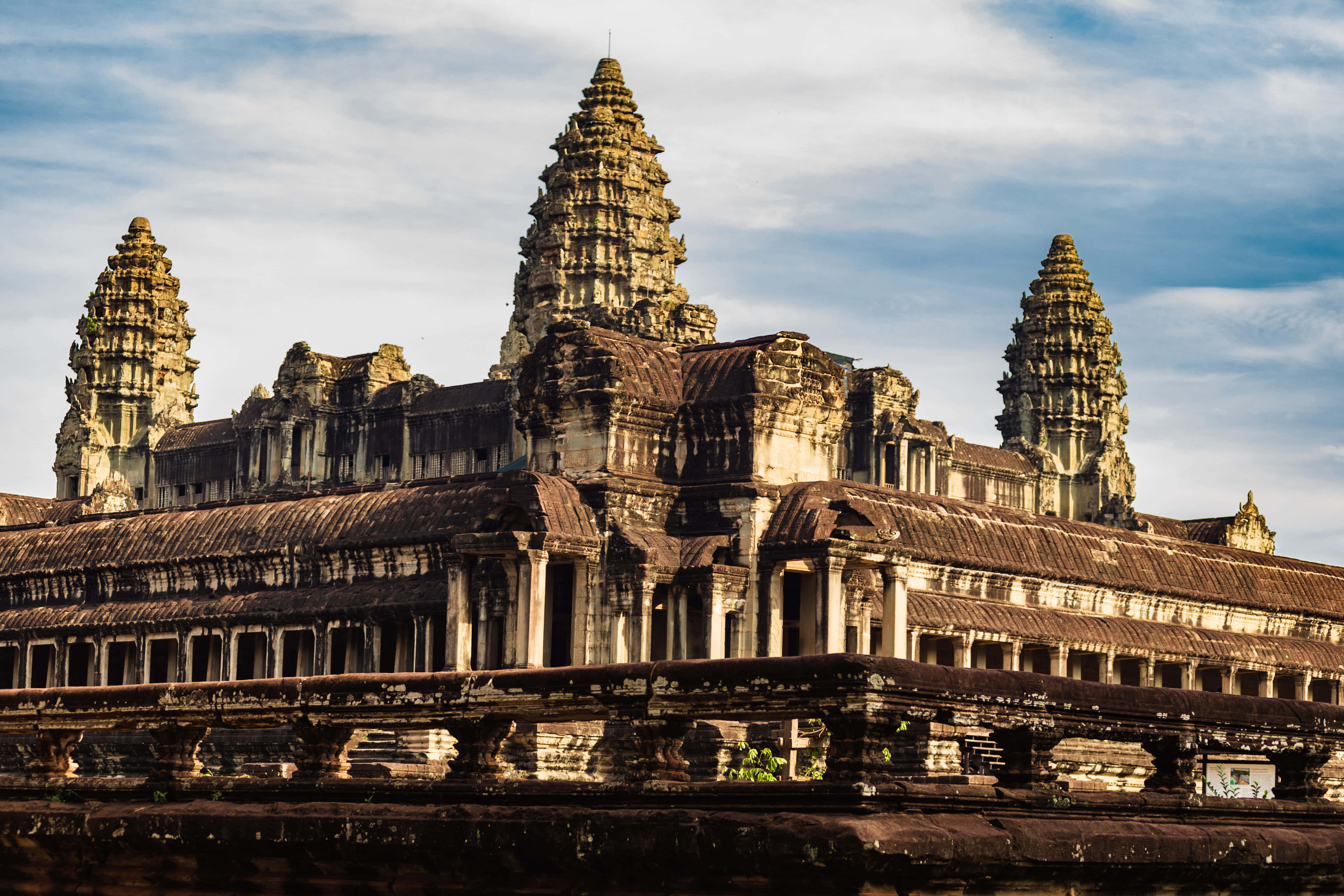 Angkor Thom, three towering spires, ancient stone temple, 5K Desktop Wallpaper