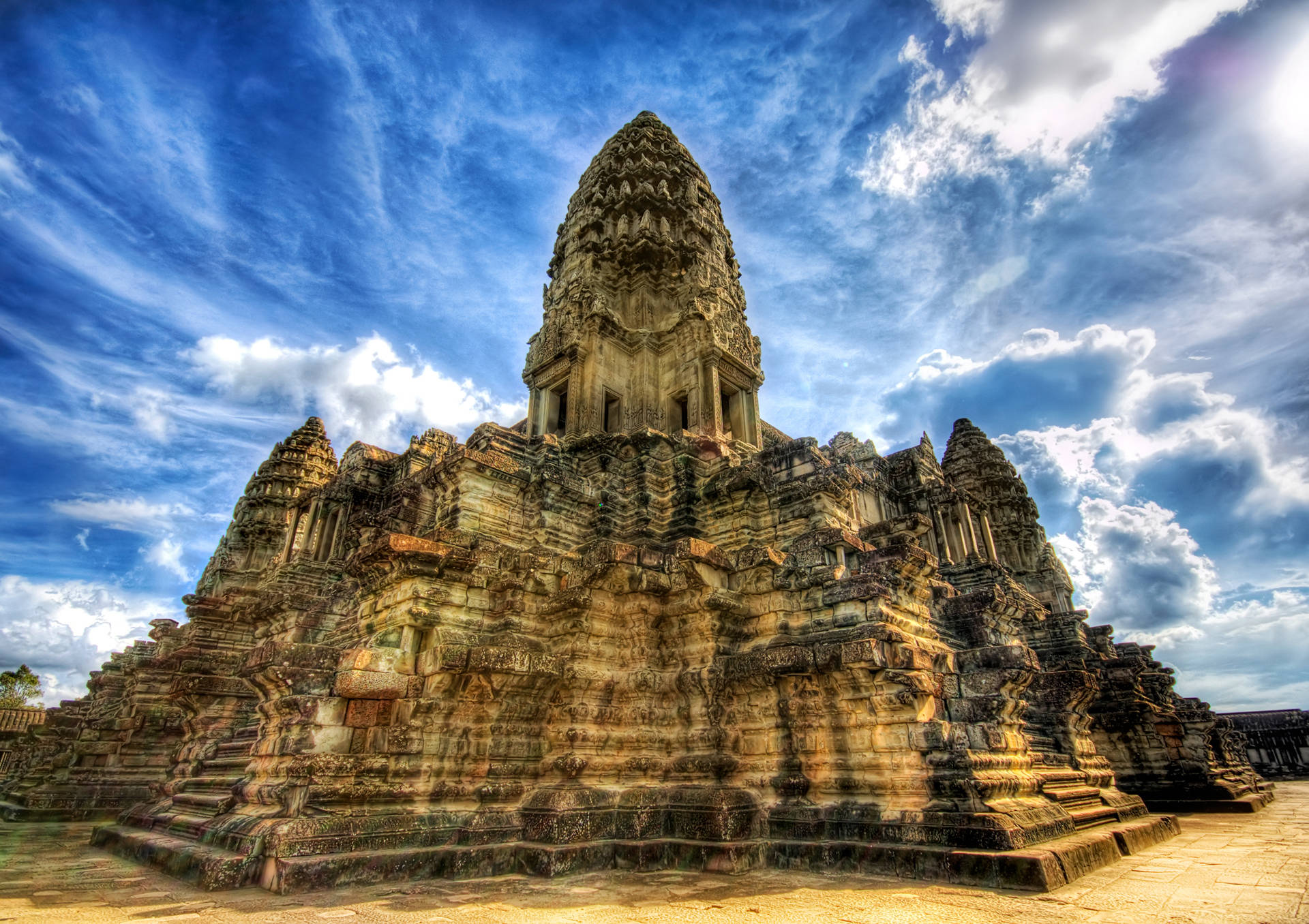Angkor Wat, blue sky, vibrant blue sky, Full HD Desktop Wallpaper