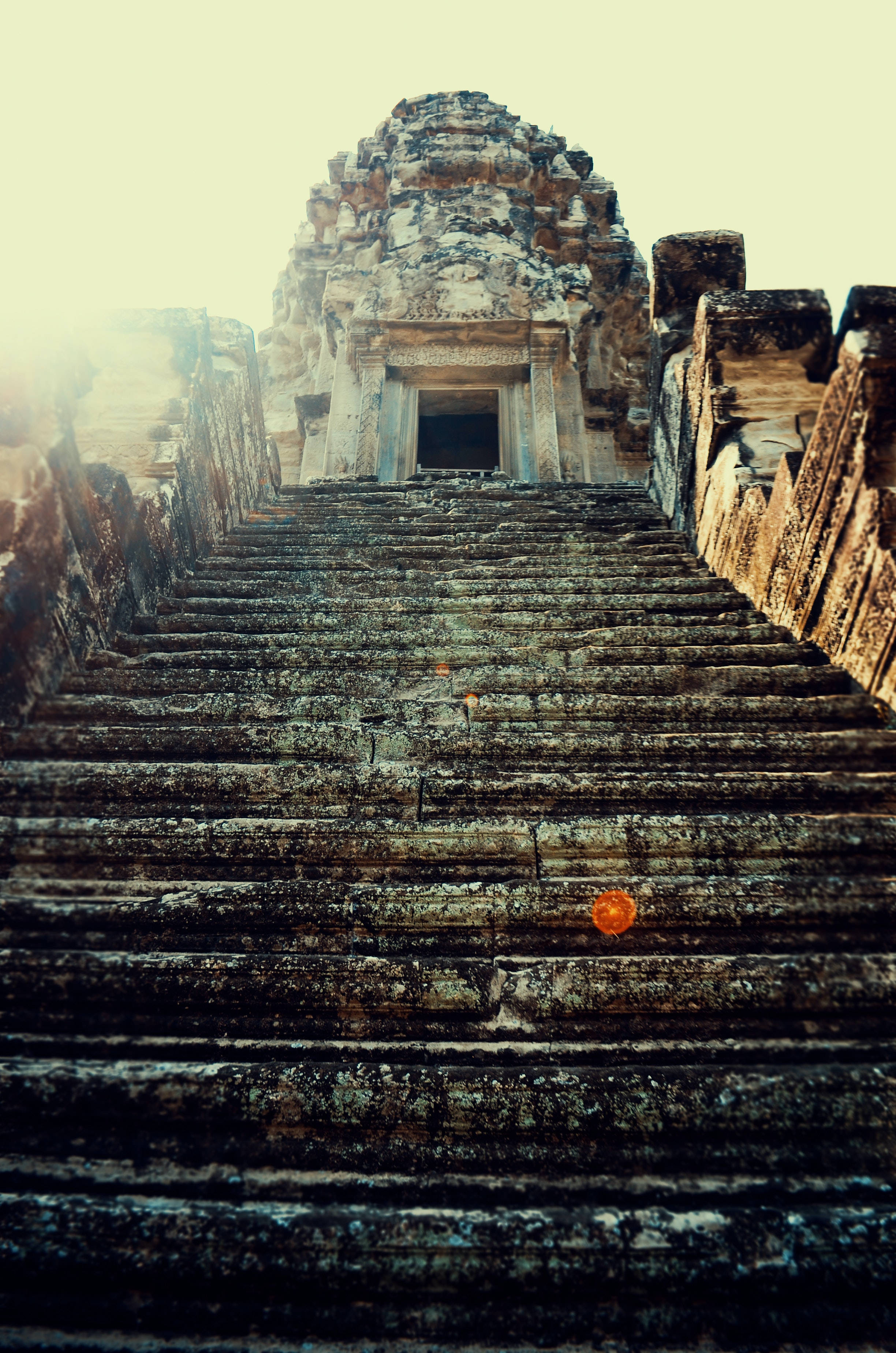 Angkor Wat, ancient staircase, stone temple steps, 2K Phone Wallpaper