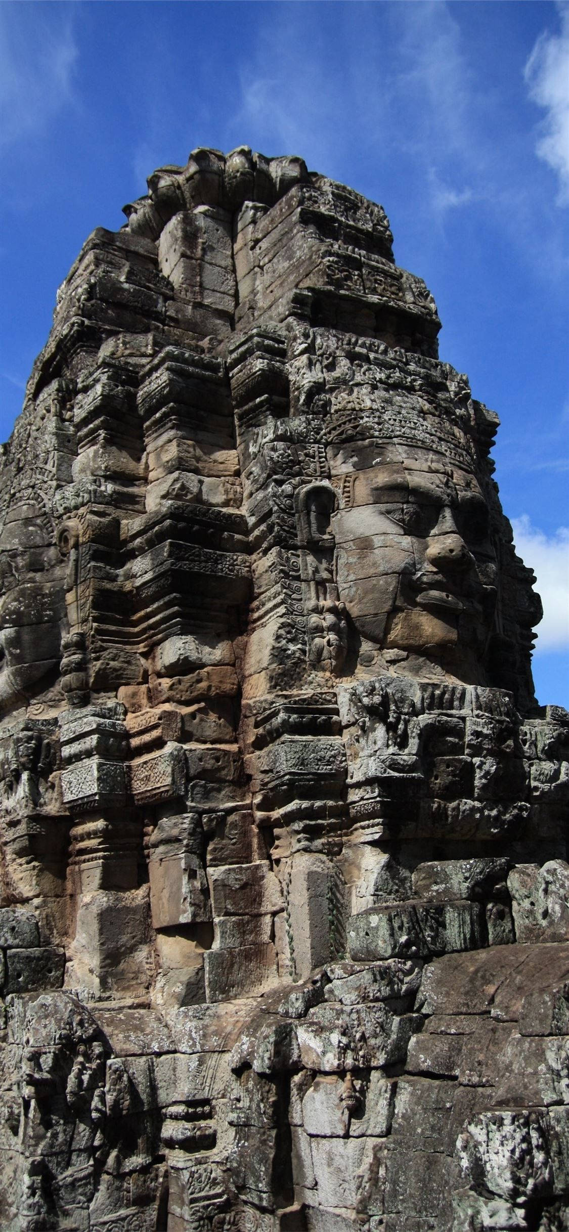 Angkor Wat, colossal serene faces, weathered rock, Full HD Phone Wallpaper