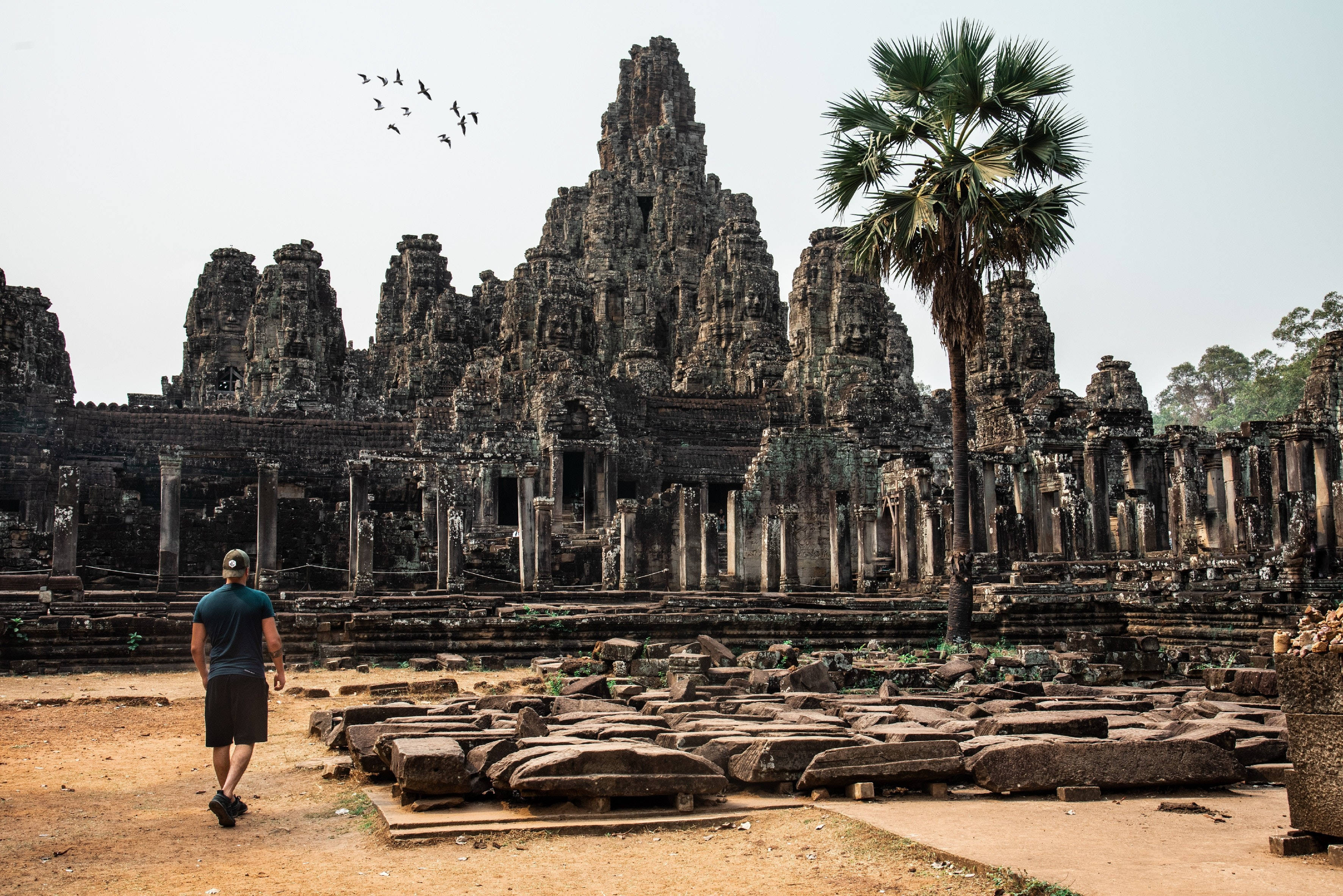 Angkor Wat, brown aesthetic, ancient stone ruins, 2K Desktop Wallpaper