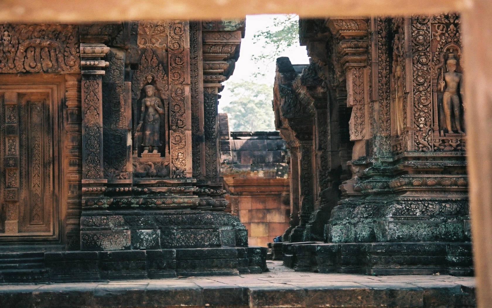 Angkor Wat, brown aesthetic, stone temple ruins, HD Desktop Wallpaper