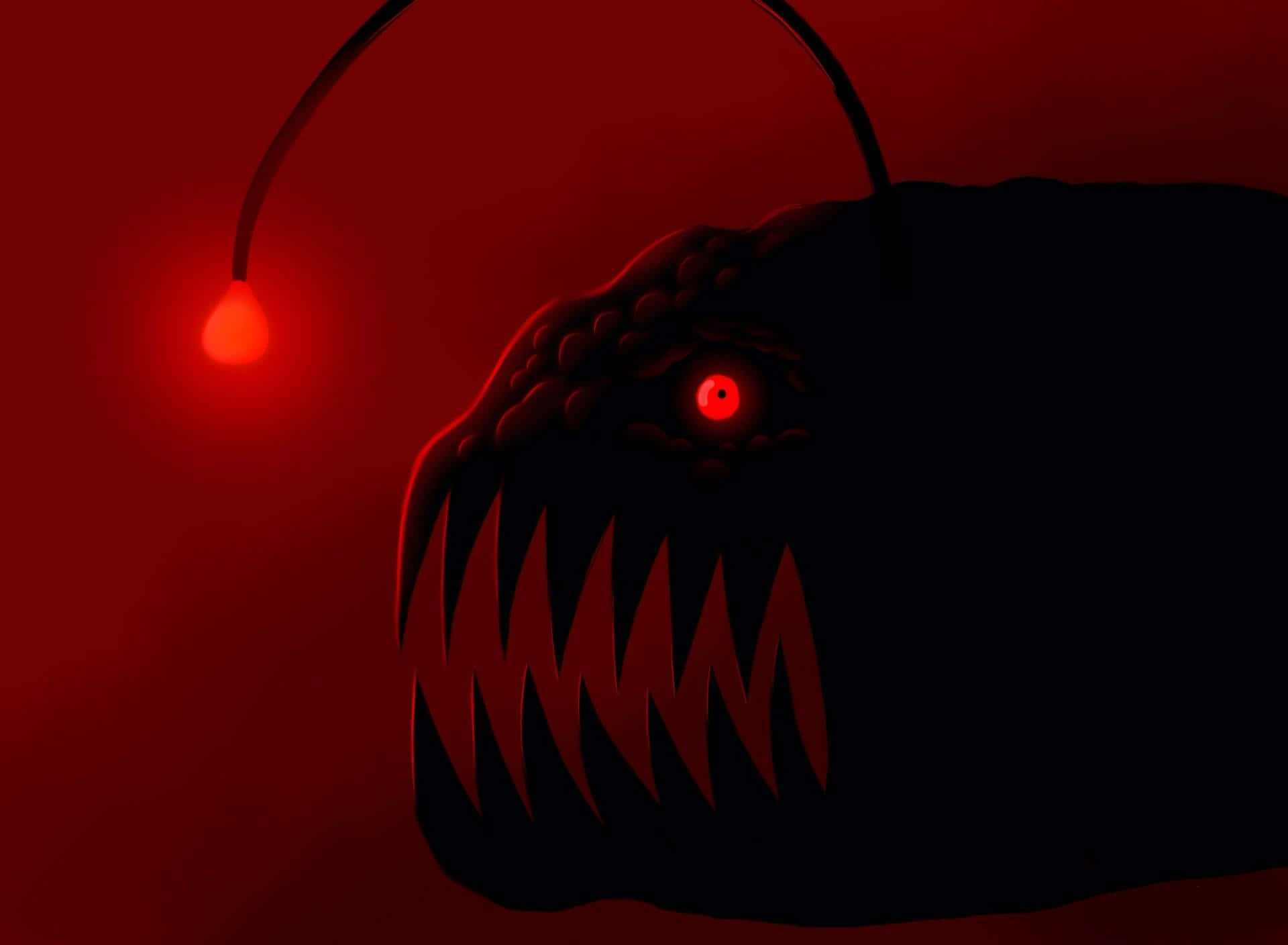 Deep Sea Anglerfish, glowing red eyes, lure, Full HD Desktop Wallpaper