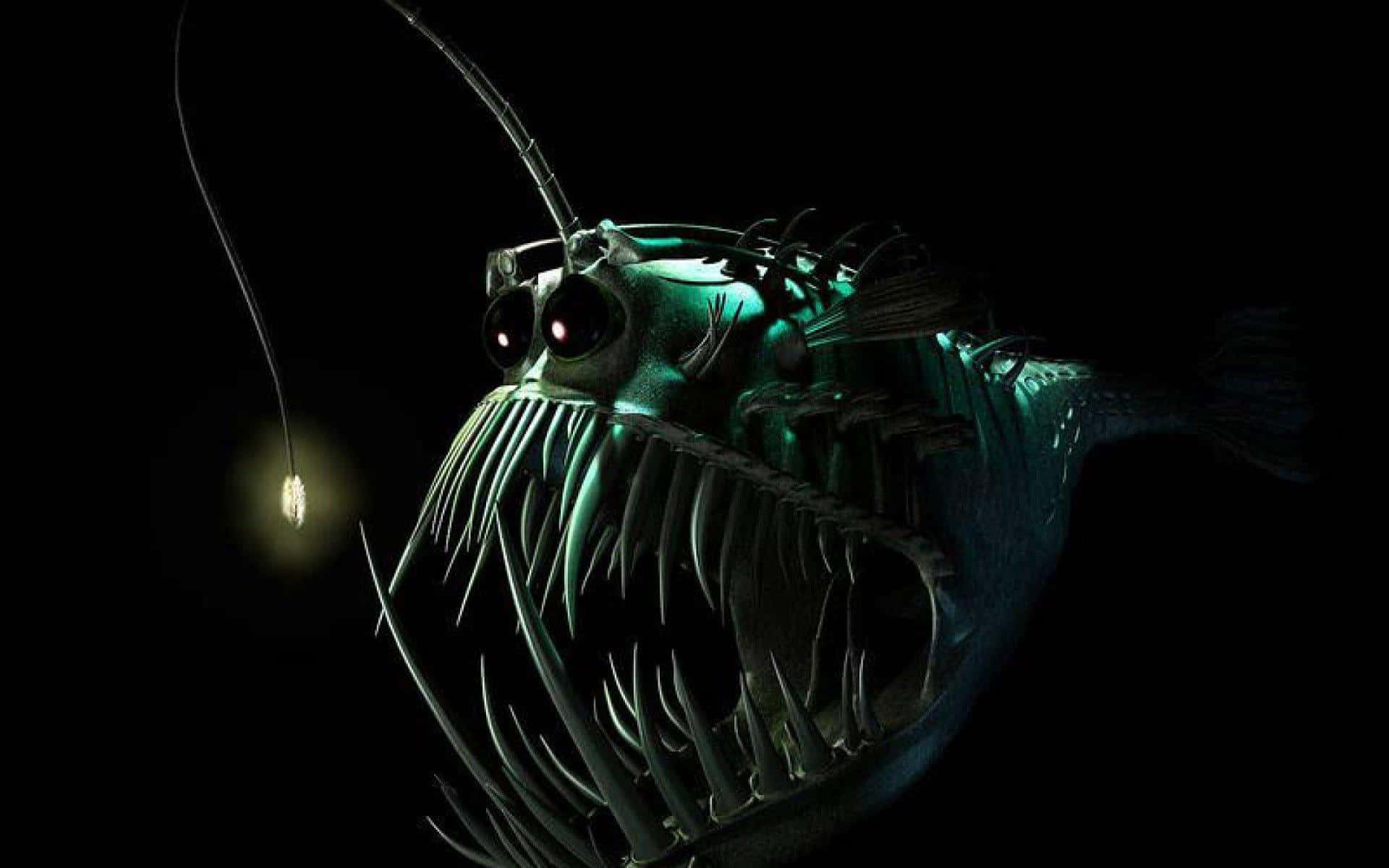 deep sea anglerfish, glowing lure, sharp teeth, Full HD Desktop Wallpaper