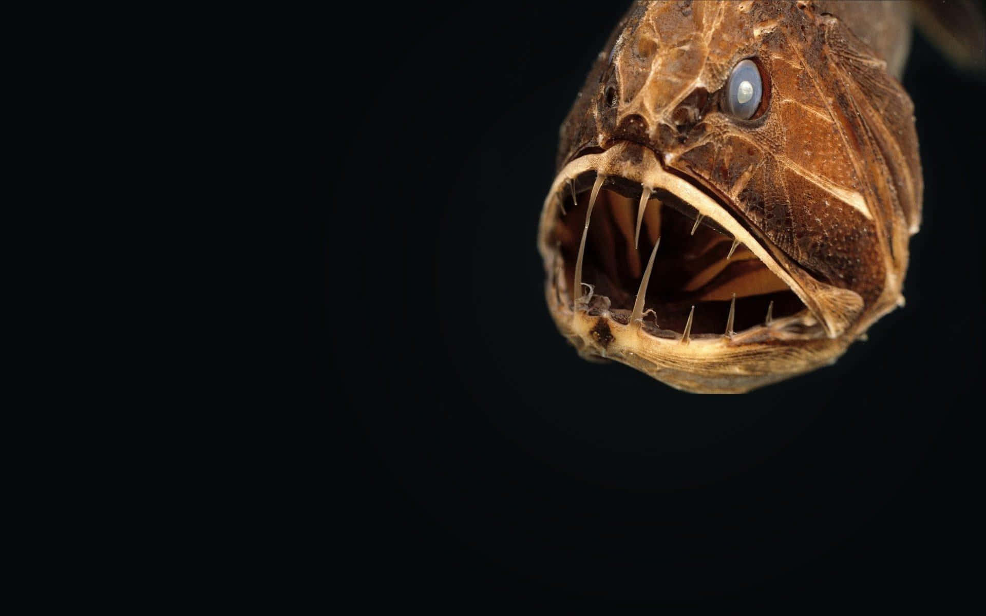 anglerfish, glowing eye, sharp teeth, Full HD Desktop Wallpaper
