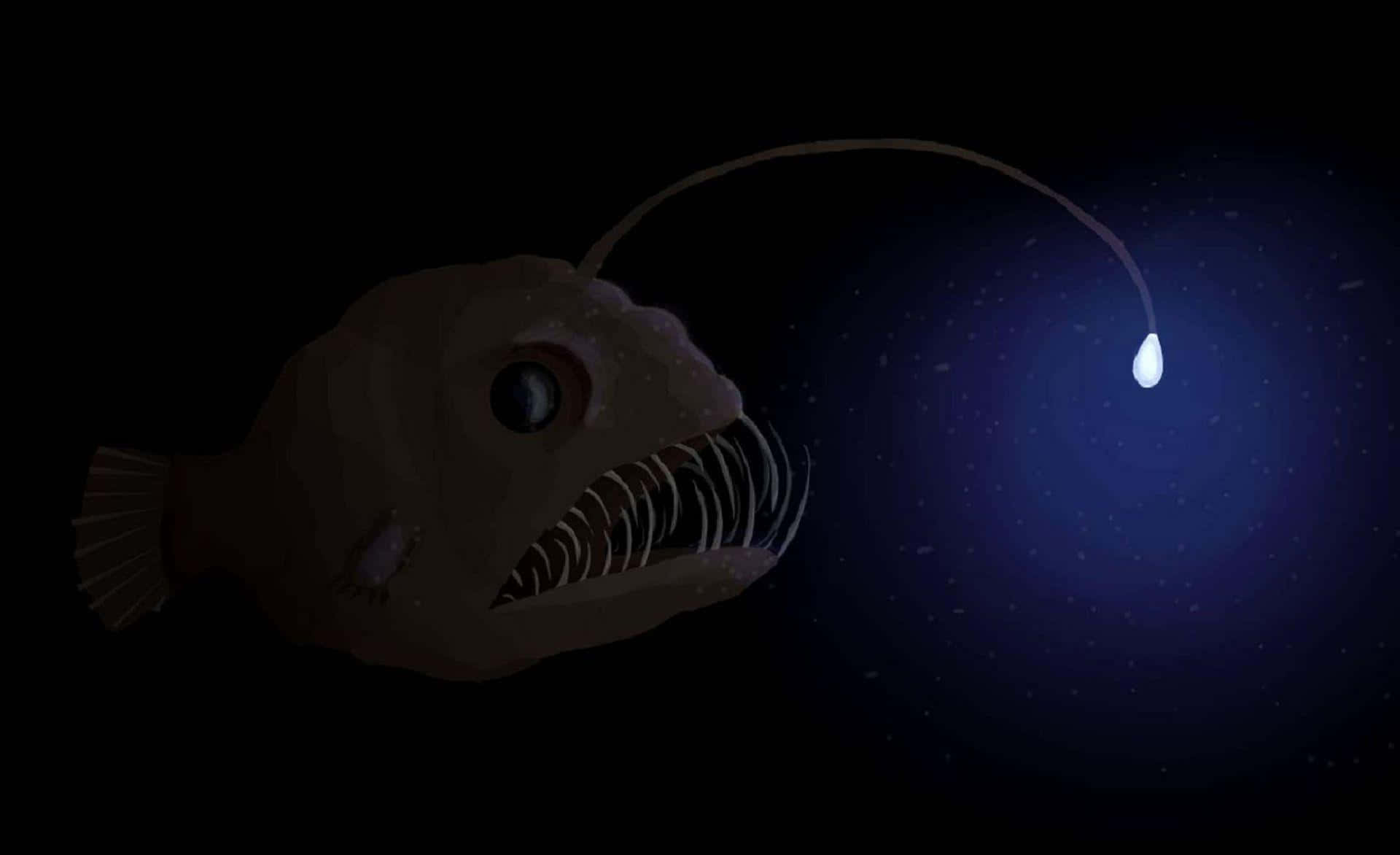 deep sea anglerfish, glowing lure, abyssal dark, Full HD Desktop Wallpaper