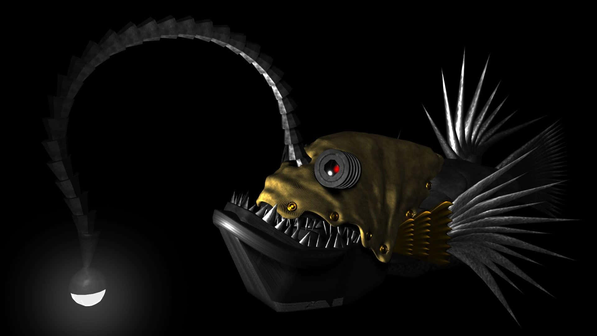 Deep Sea Anglerfish, glowing red eye, bioluminescent lure, Full HD Desktop Wallpaper