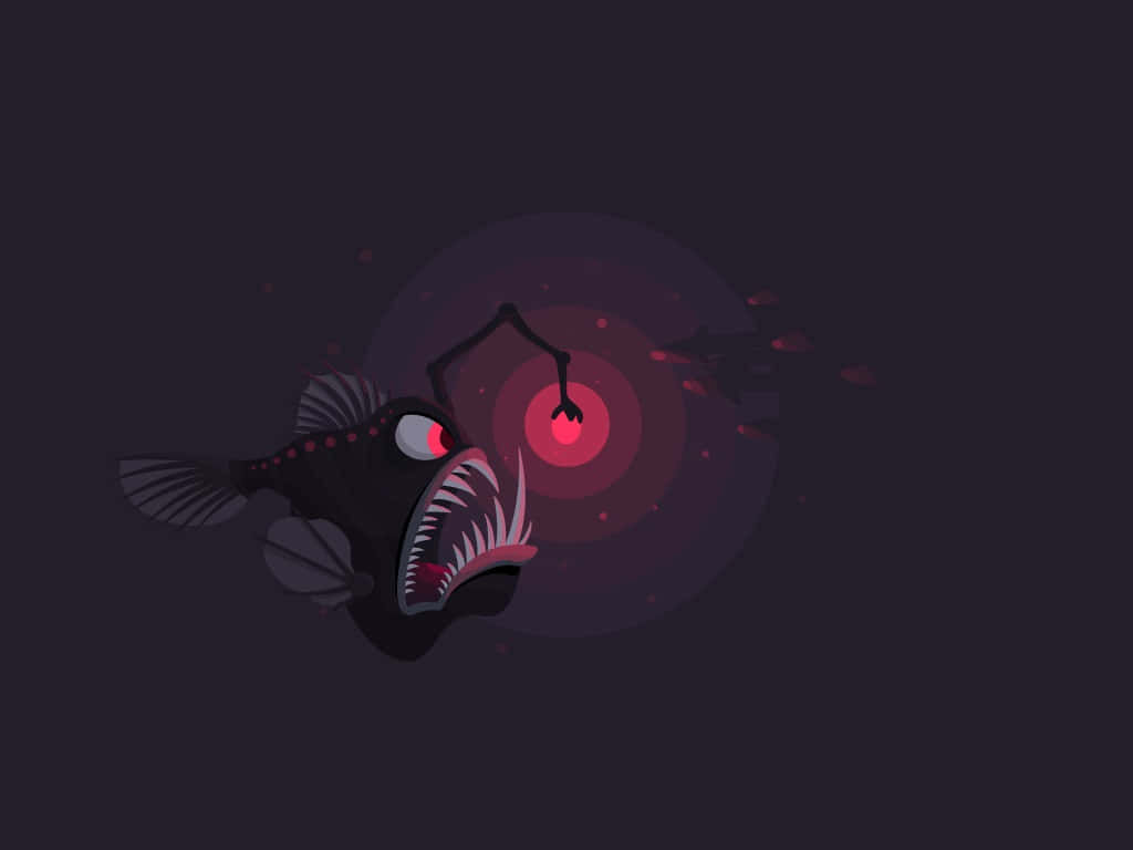 Deep Sea Anglerfish, black anglerfish, glowing red eyes, SD Desktop Wallpaper