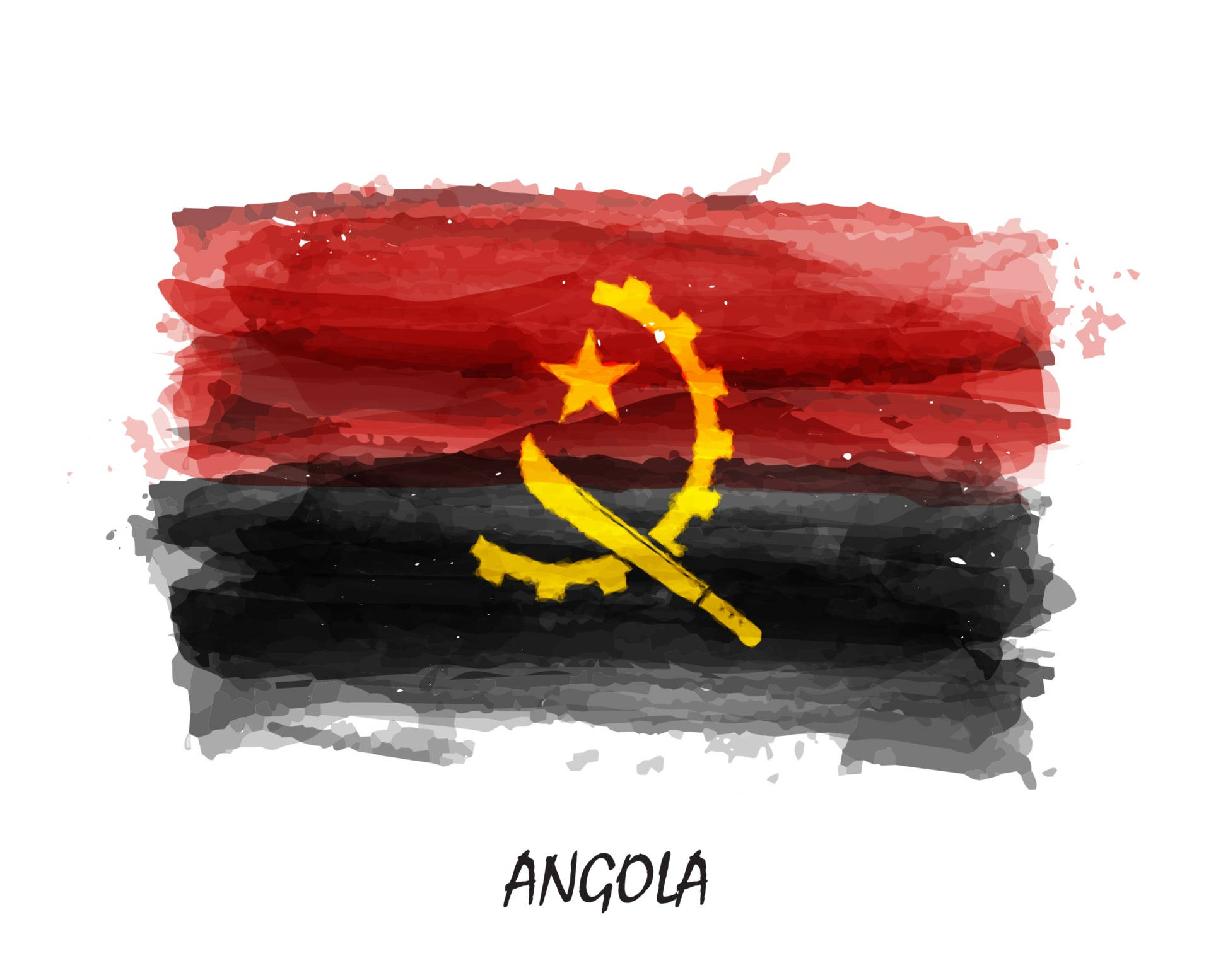 Angola, watercolor, red and black stripes, Full HD Desktop Wallpaper
