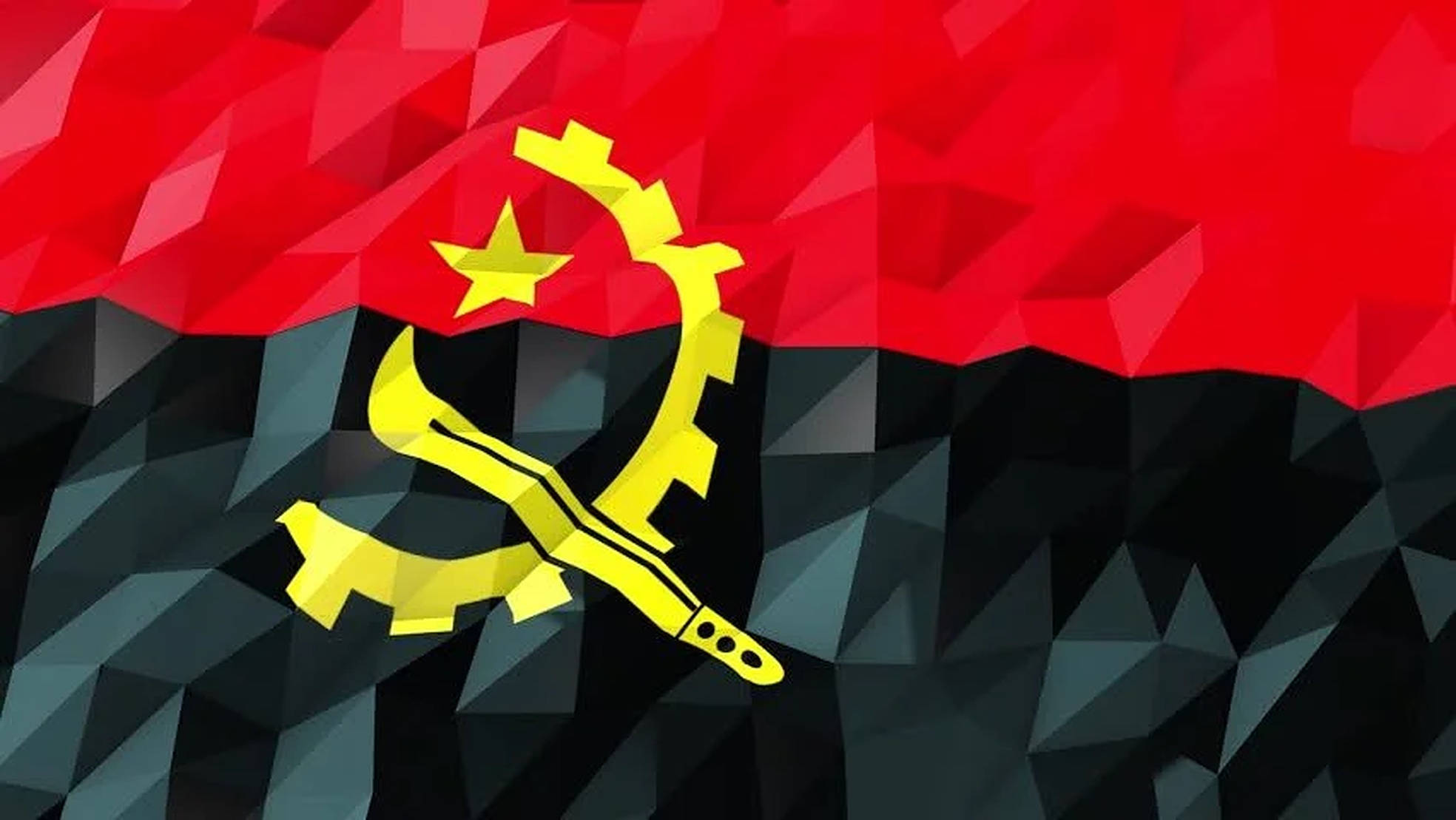 Angola, polygon flag, red, Full HD Desktop Wallpaper