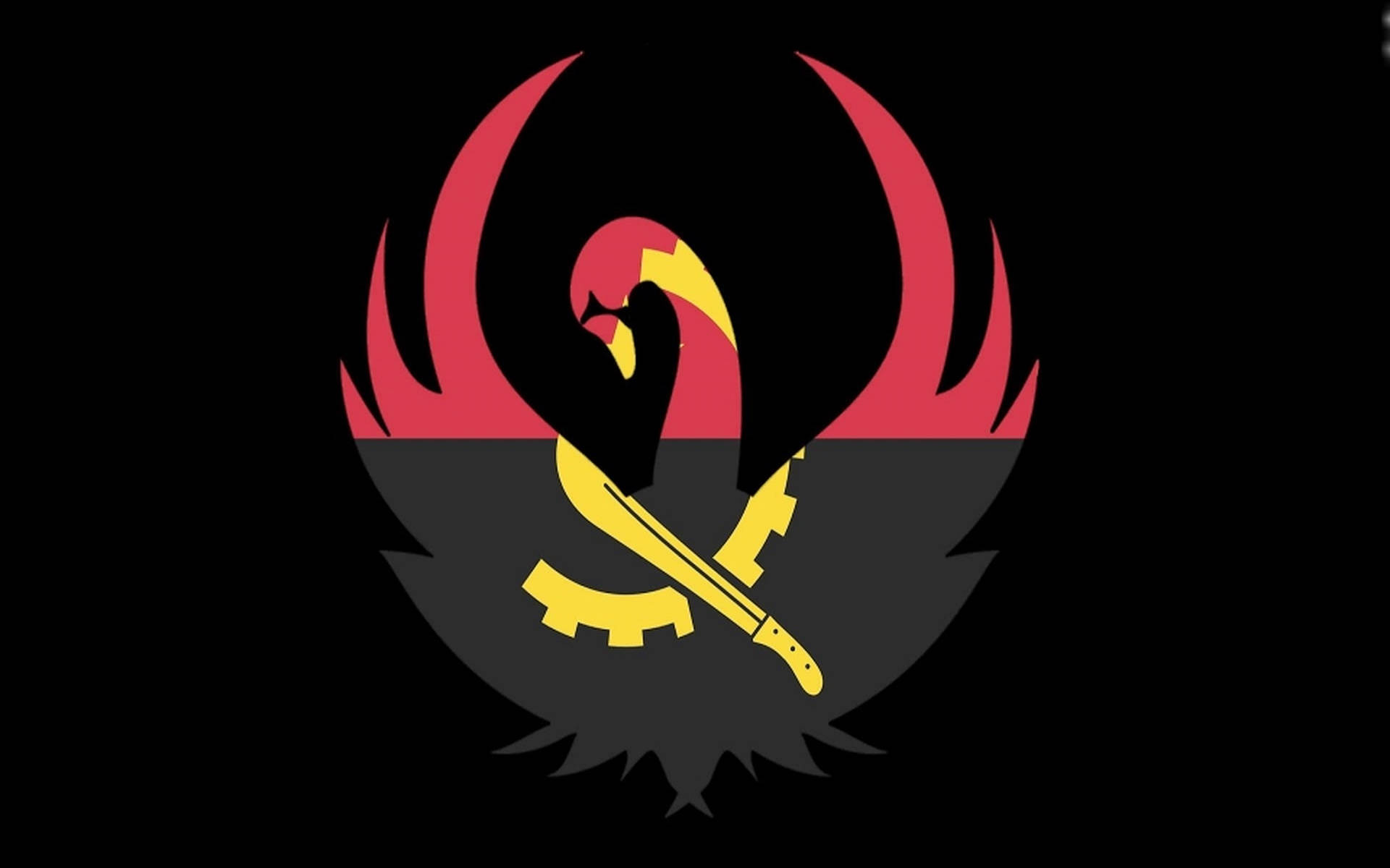 Angola, flag, swan, Full HD Desktop Wallpaper