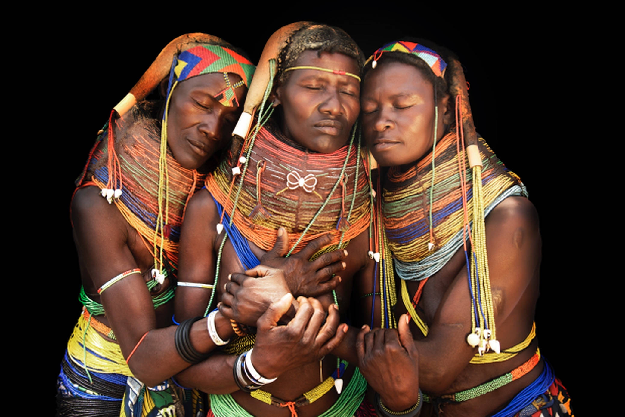 Angola, tribal women, vibrant beaded traditional attire, Full HD Desktop Wallpaper