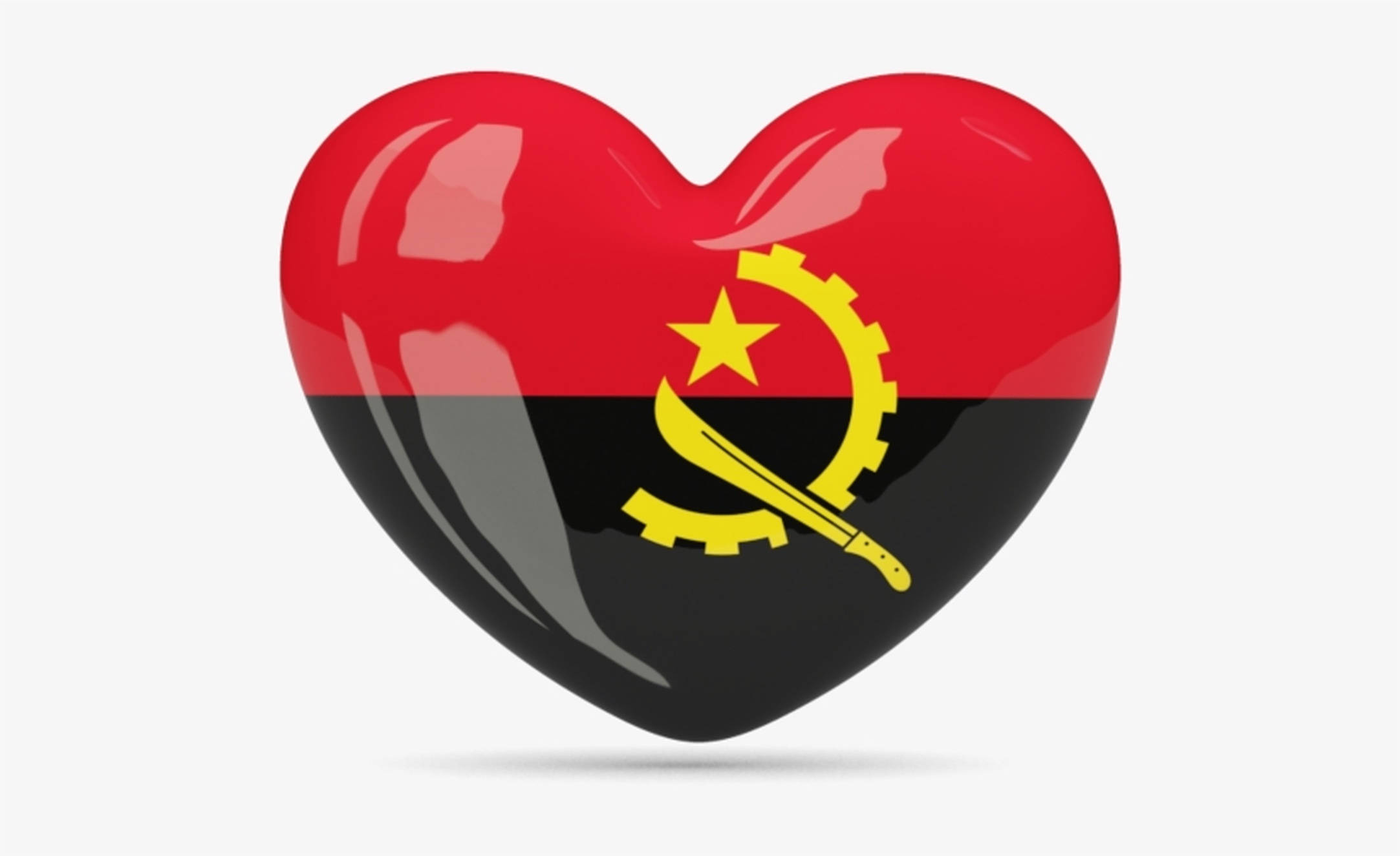 Angola flag, heart-shaped, red top half, Full HD Desktop Wallpaper