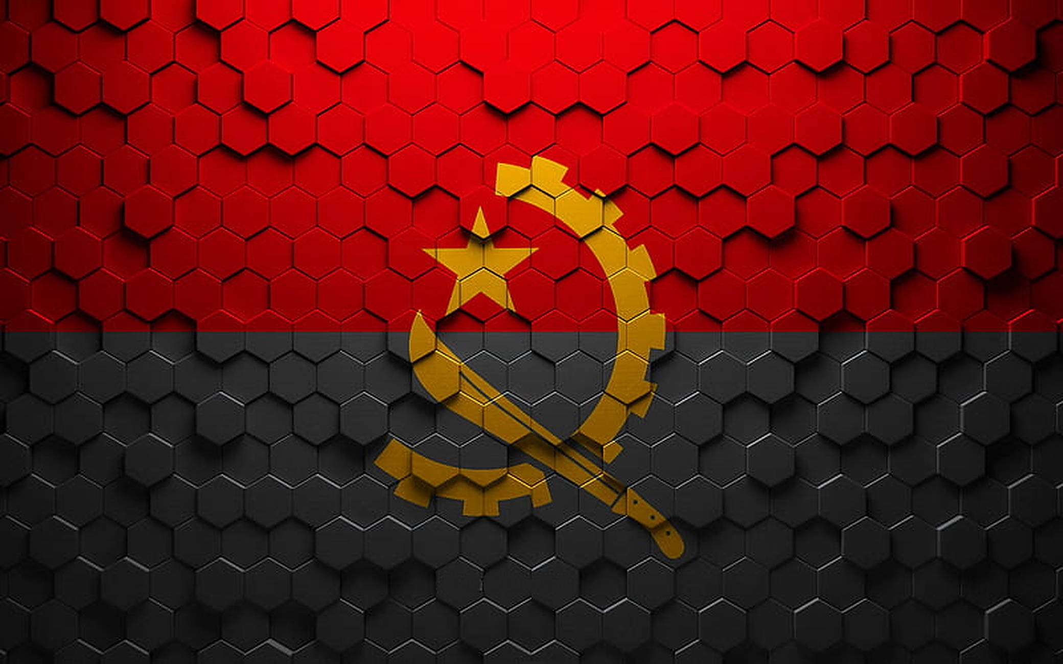 Angola, hexagonal tiles, red, Full HD Desktop Wallpaper