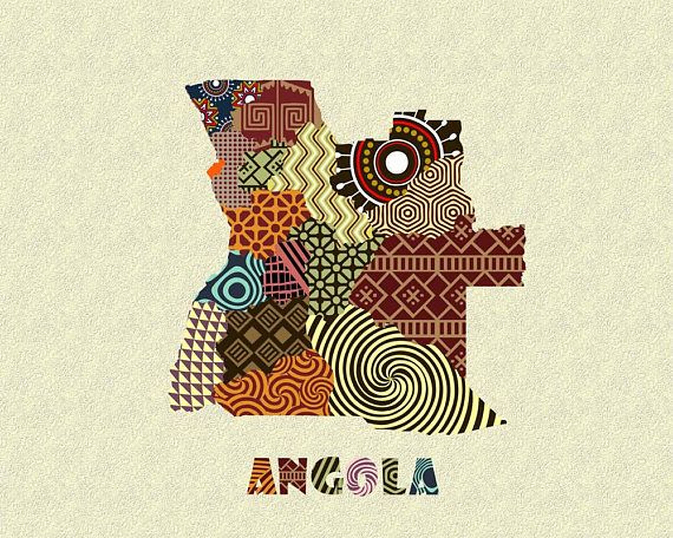 Angola, colorful map art, tribal patterns, Full HD Desktop Wallpaper