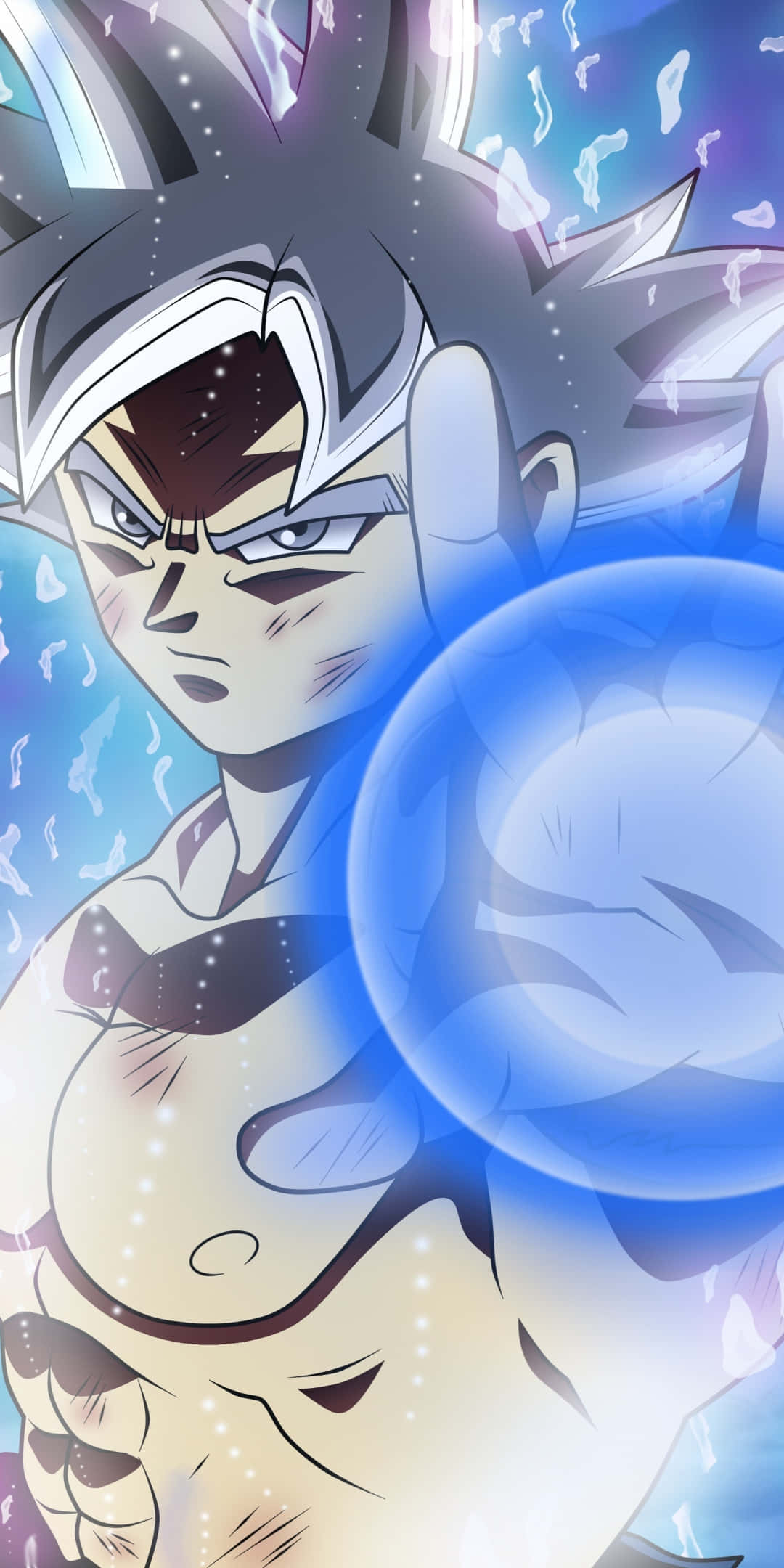 Angry Goku, spiky hair, glowing blue energy sphere, Full HD Phone Wallpaper