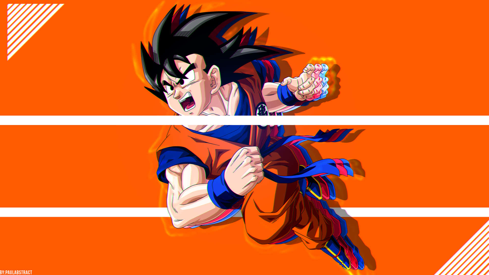 Goku, orange gi, bold orange background, Full HD Desktop Wallpaper
