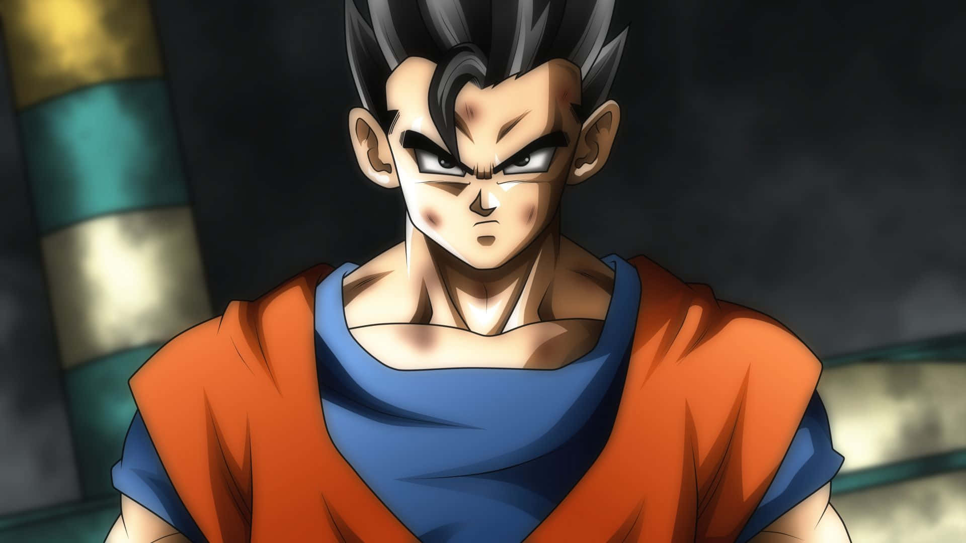 Angry Goku, spiky black hair, orange gi, Full HD Desktop Wallpaper