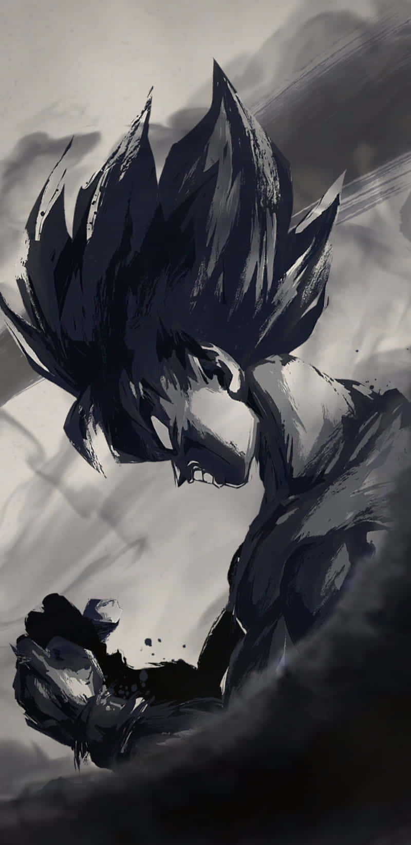 Angry Goku, spiky hair, smoky gray background, HD Phone Wallpaper