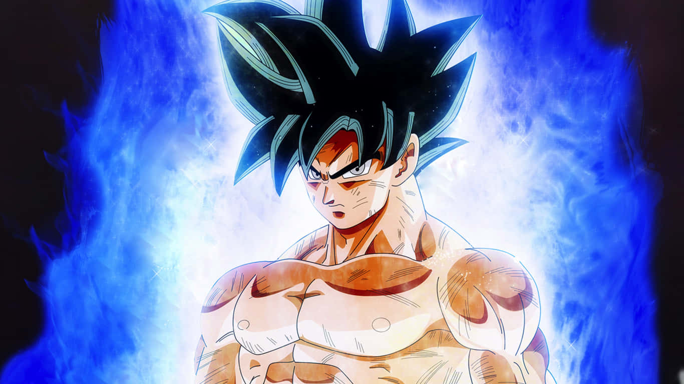 Angry Goku, spiky black hair, glowing blue aura, HD Desktop Wallpaper