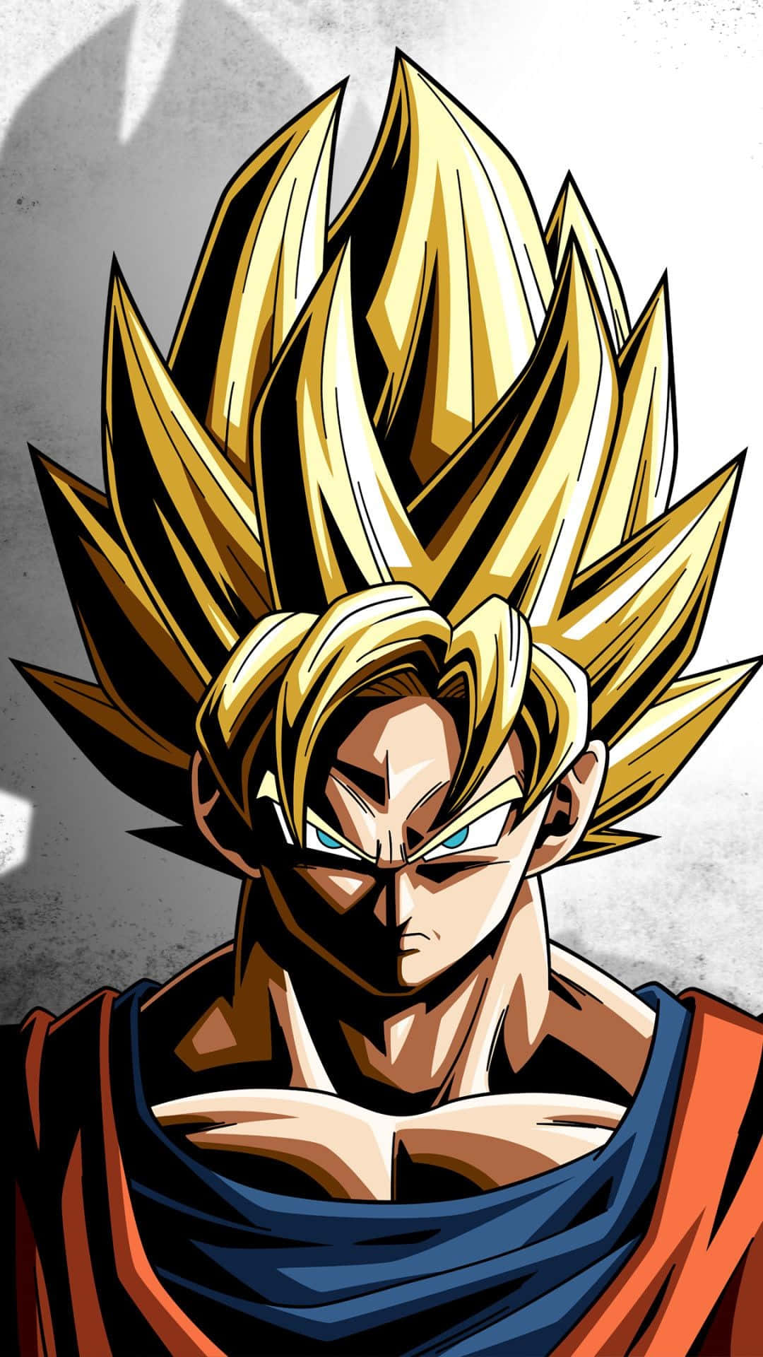 Angry Goku, spiky golden hair, glowing blue eyes, Full HD Phone Wallpaper