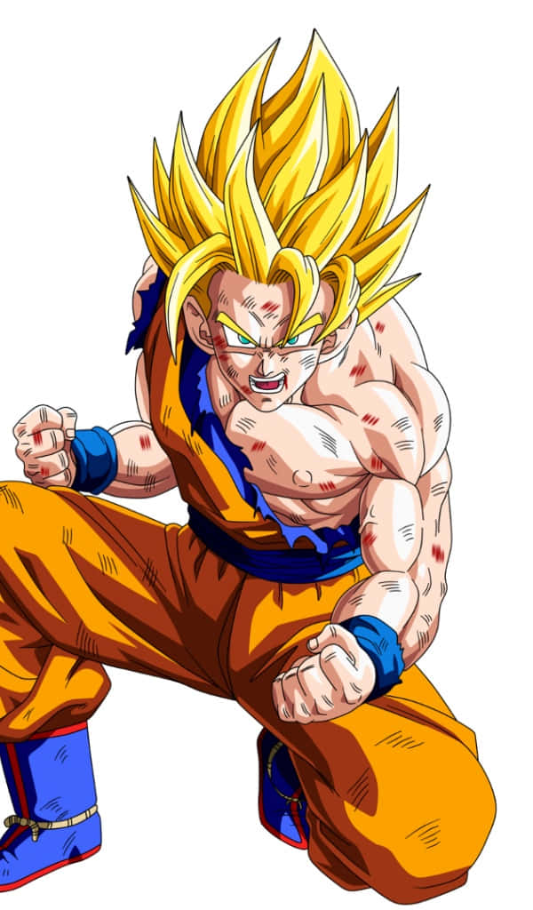Angry Goku, spiky golden hair, orange gi, SD Phone Wallpaper
