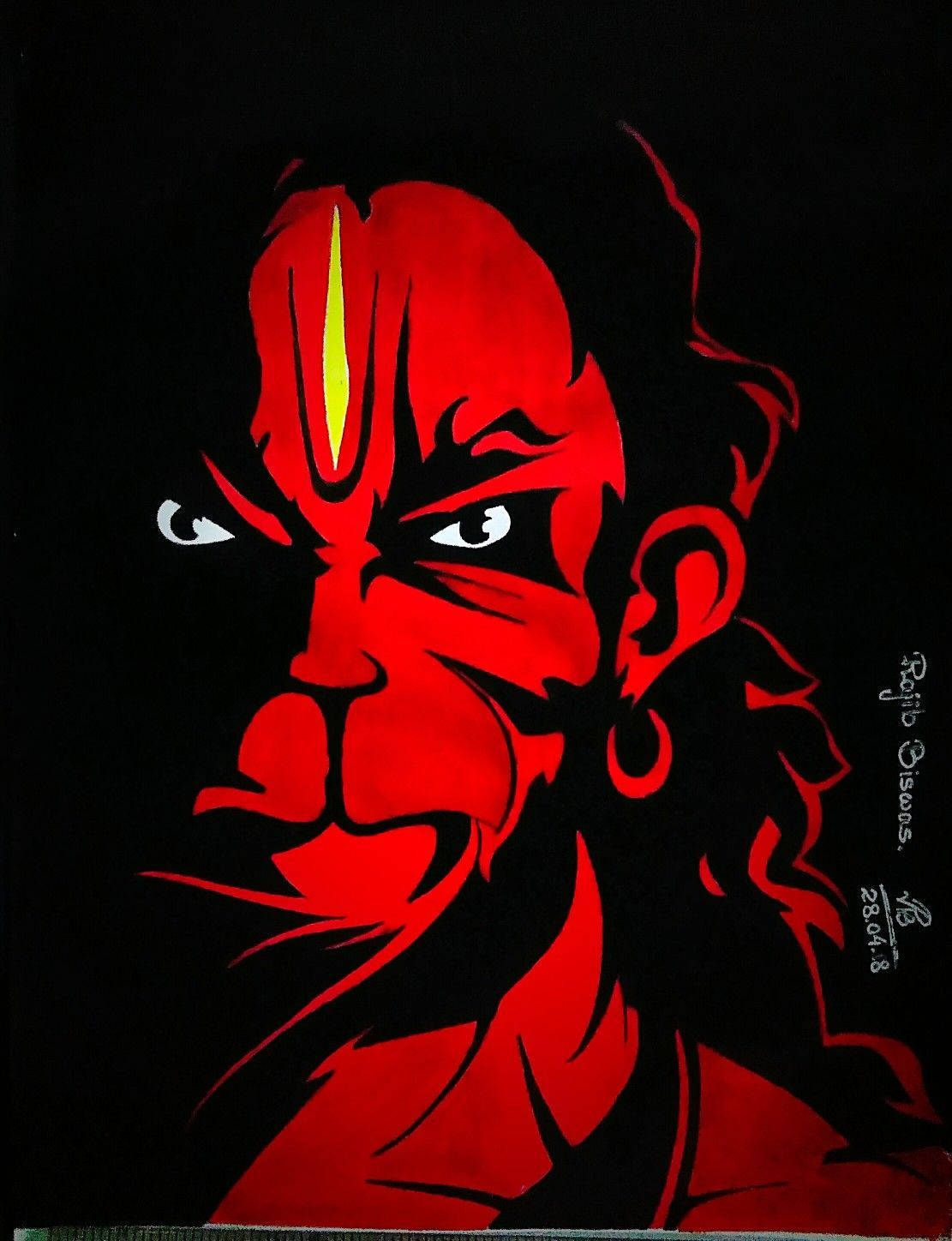 Angry Hanuman, red face, glowing eyes, HD Phone Wallpaper