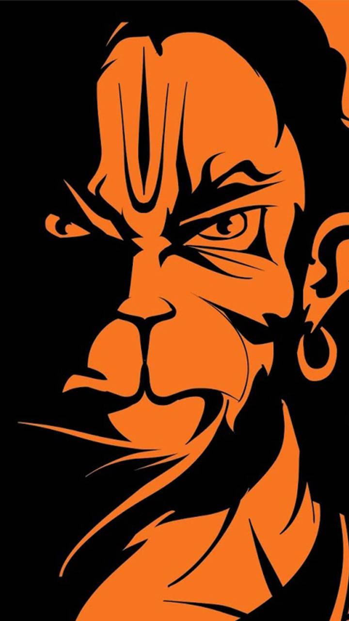 Angry Hanuman, orange face, angry eyes, HD Phone Wallpaper